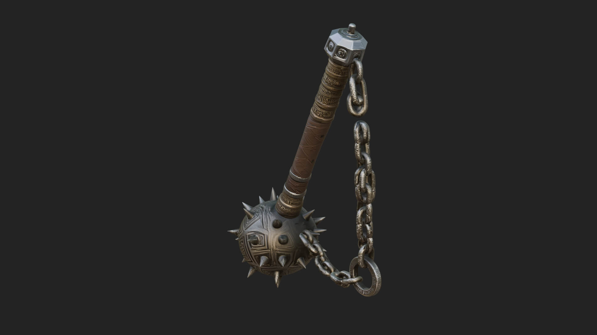 Spiked Ball Chain Flail Model Design 1 3D Print Model 3D Model