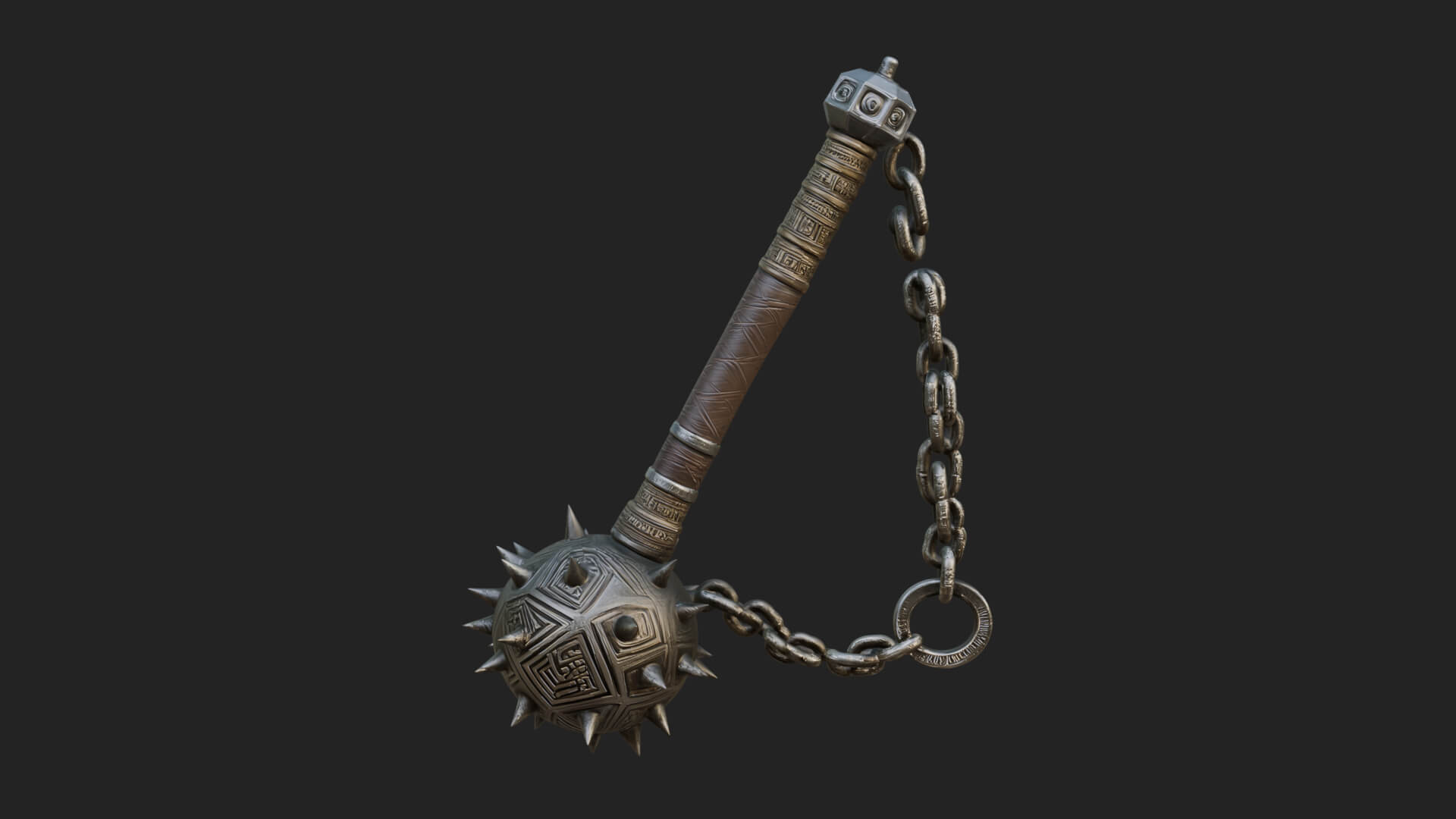 Spiked Ball Chain Flail Model Design 1 3D Print Model 3D Model