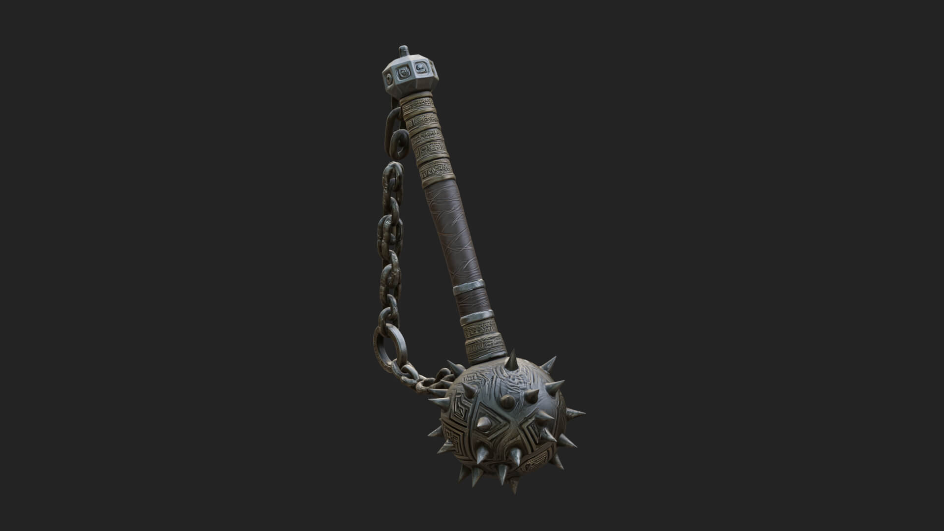 Spiked Ball Chain Flail Model Design 1 3D Print Model 3D Model