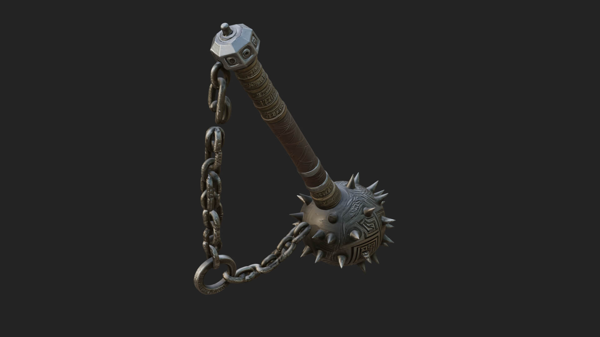 Spiked Ball Chain Flail Model Design 1 3D Print Model 3D Model