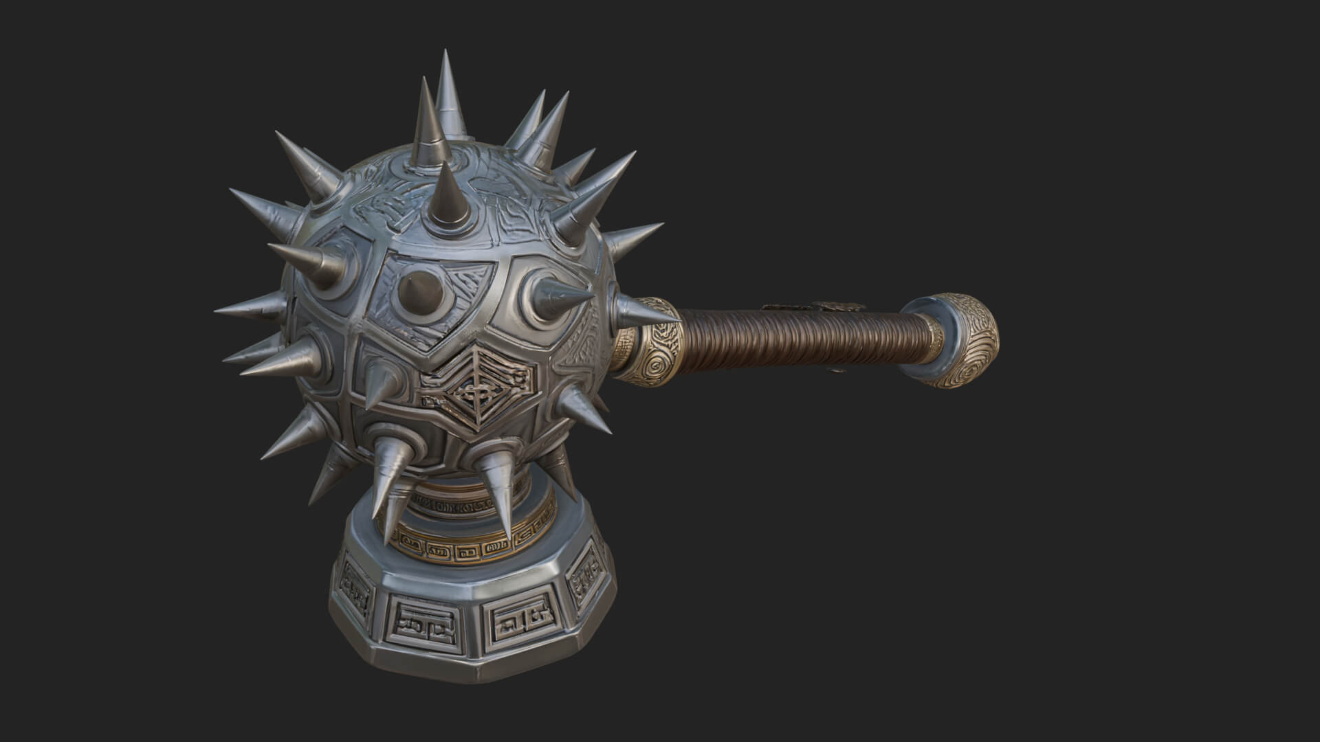 Spiked Ball Chain Flail Model Design 12 3D Print Model 3D Model