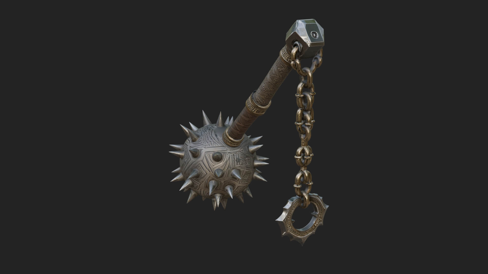 Spiked Ball Chain Flail Model Design 2 3D Print Model 3D Model