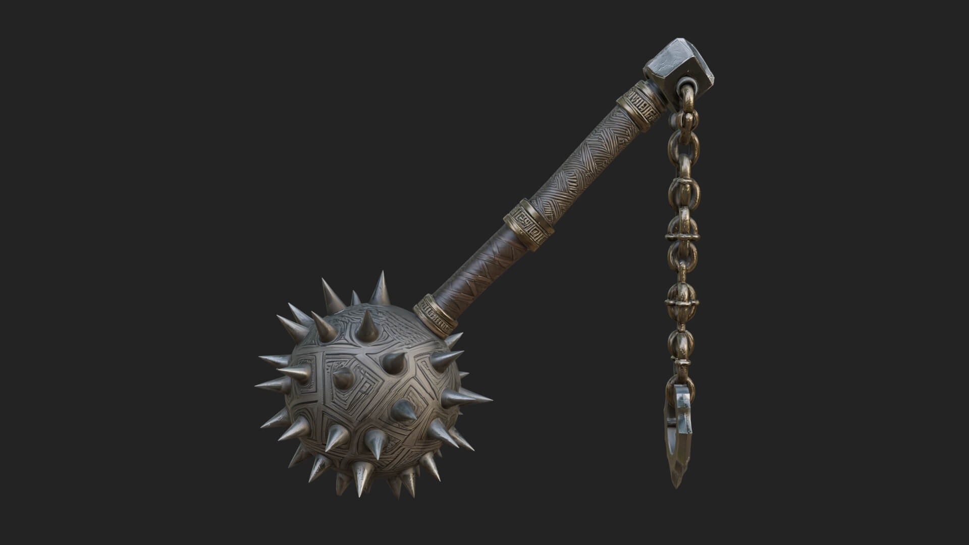 Spiked Ball Chain Flail Model Design 2 3D Print Model 3D Model