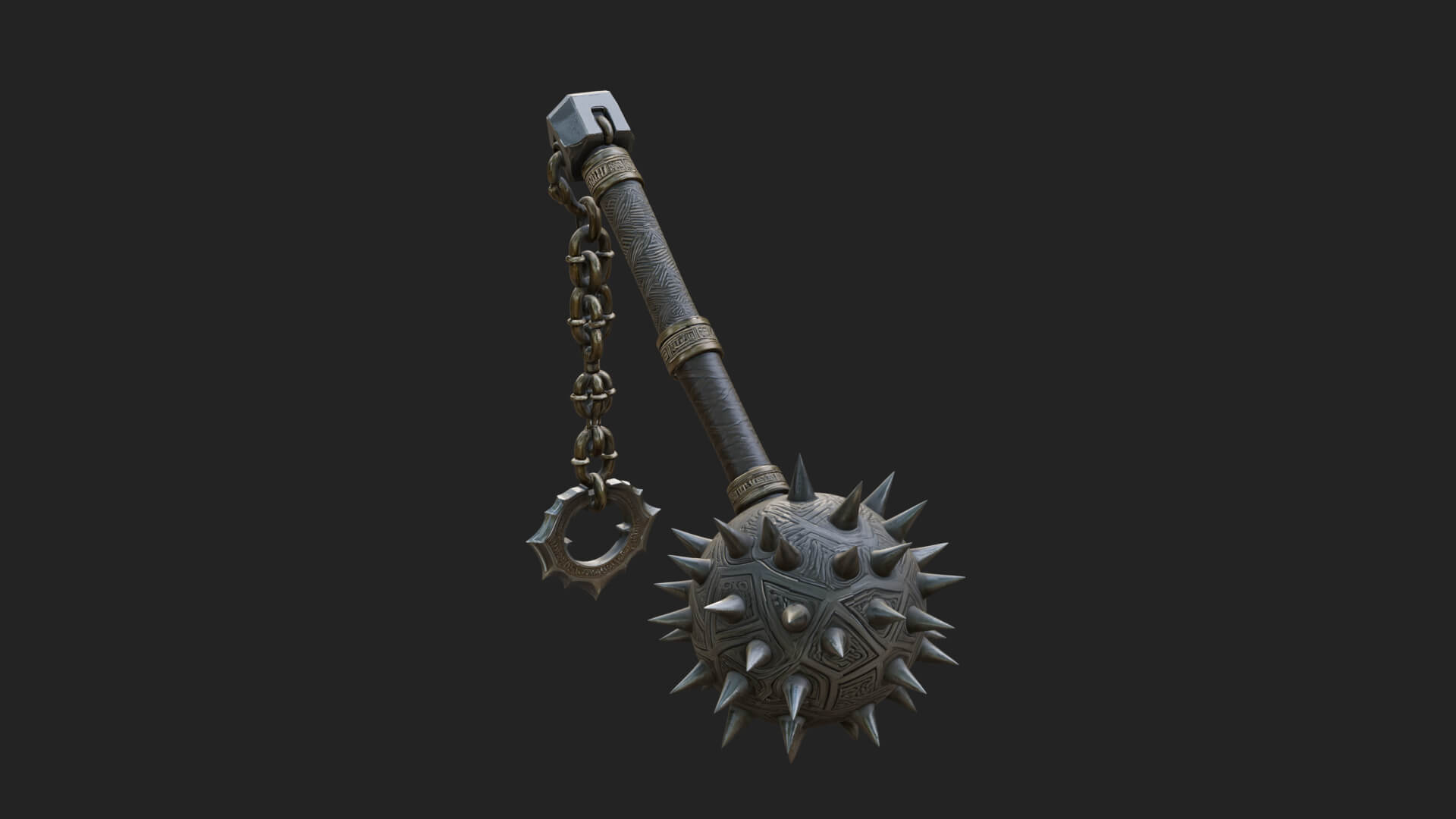 Spiked Ball Chain Flail Model Design 2 3D Print Model 3D Model