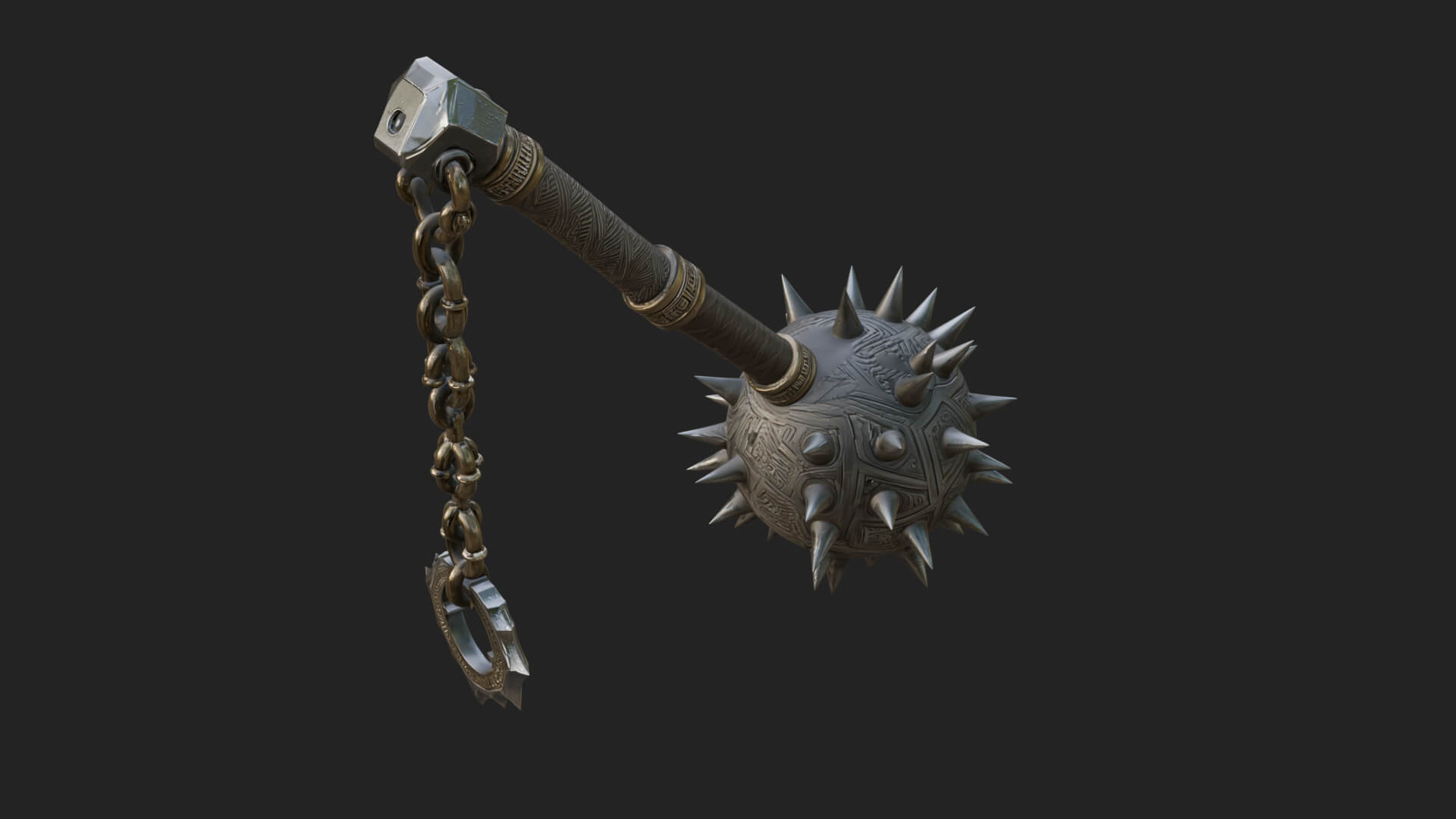 Spiked Ball Chain Flail Model Design 2 3D Print Model 3D Model