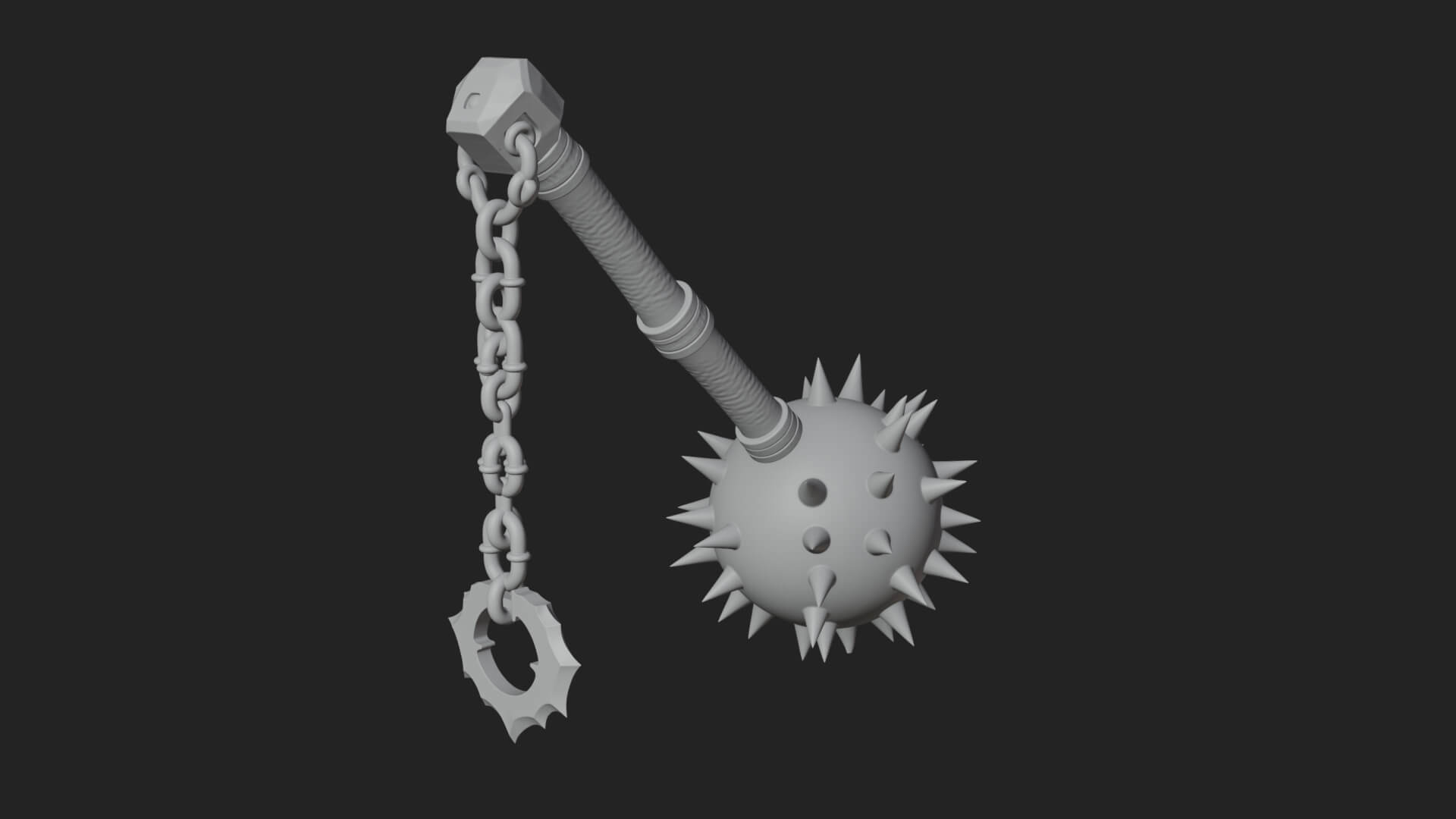 Spiked Ball Chain Flail Model Design 2 3D Print Model 3D Model
