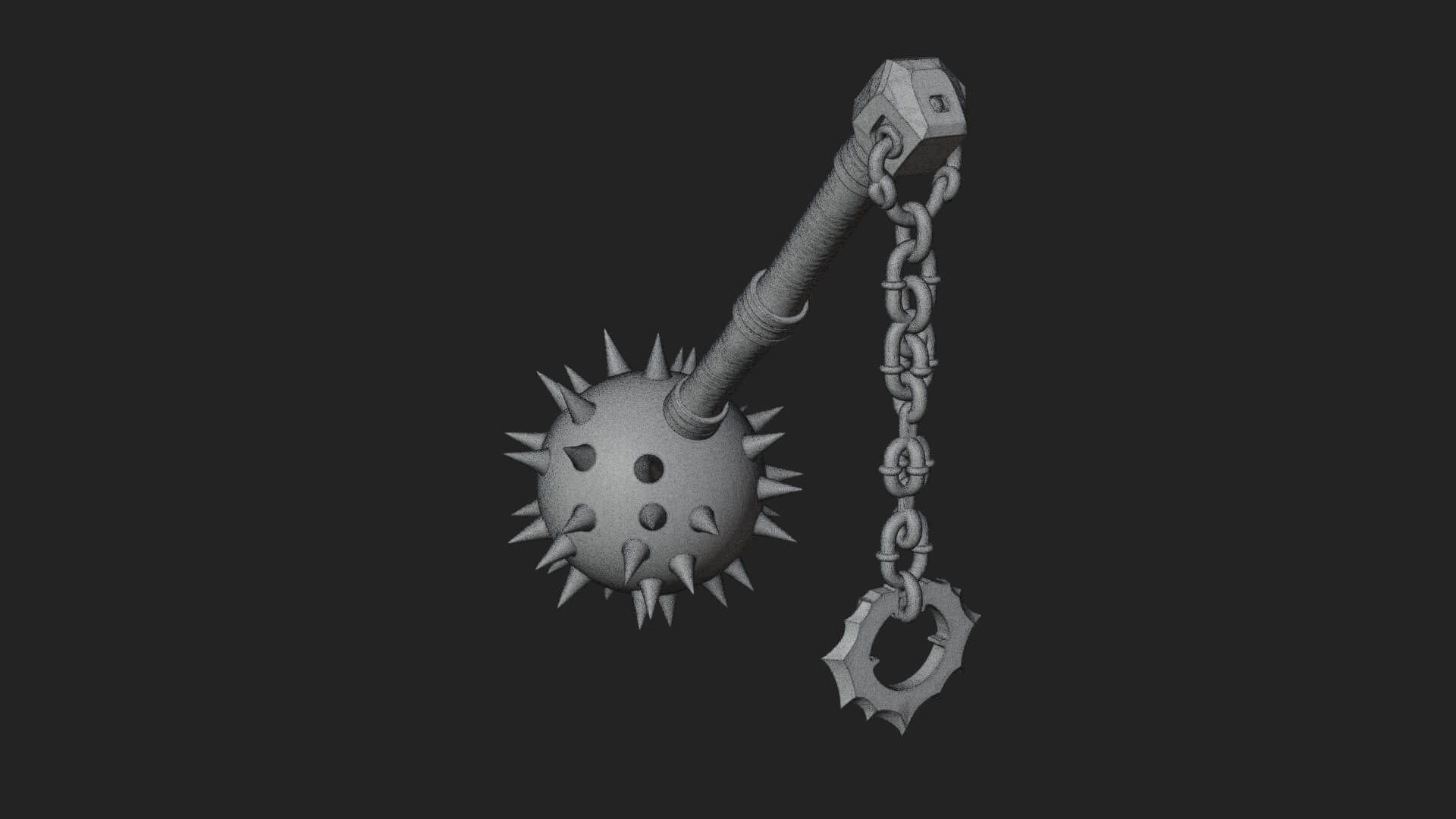 Spiked Ball Chain Flail Model Design 2 3D Print Model 3D Model
