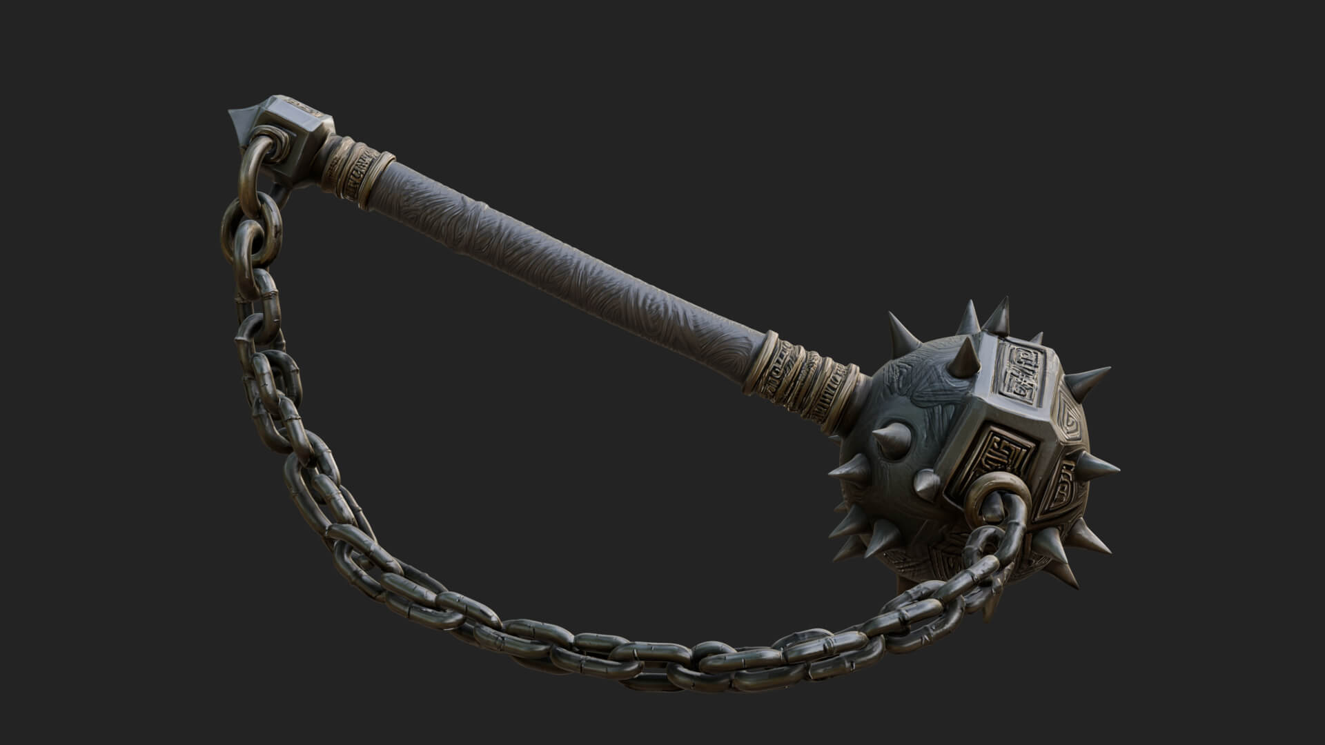 Spiked Ball Chain Flail Model Design 3 3D Print Model 3D Model