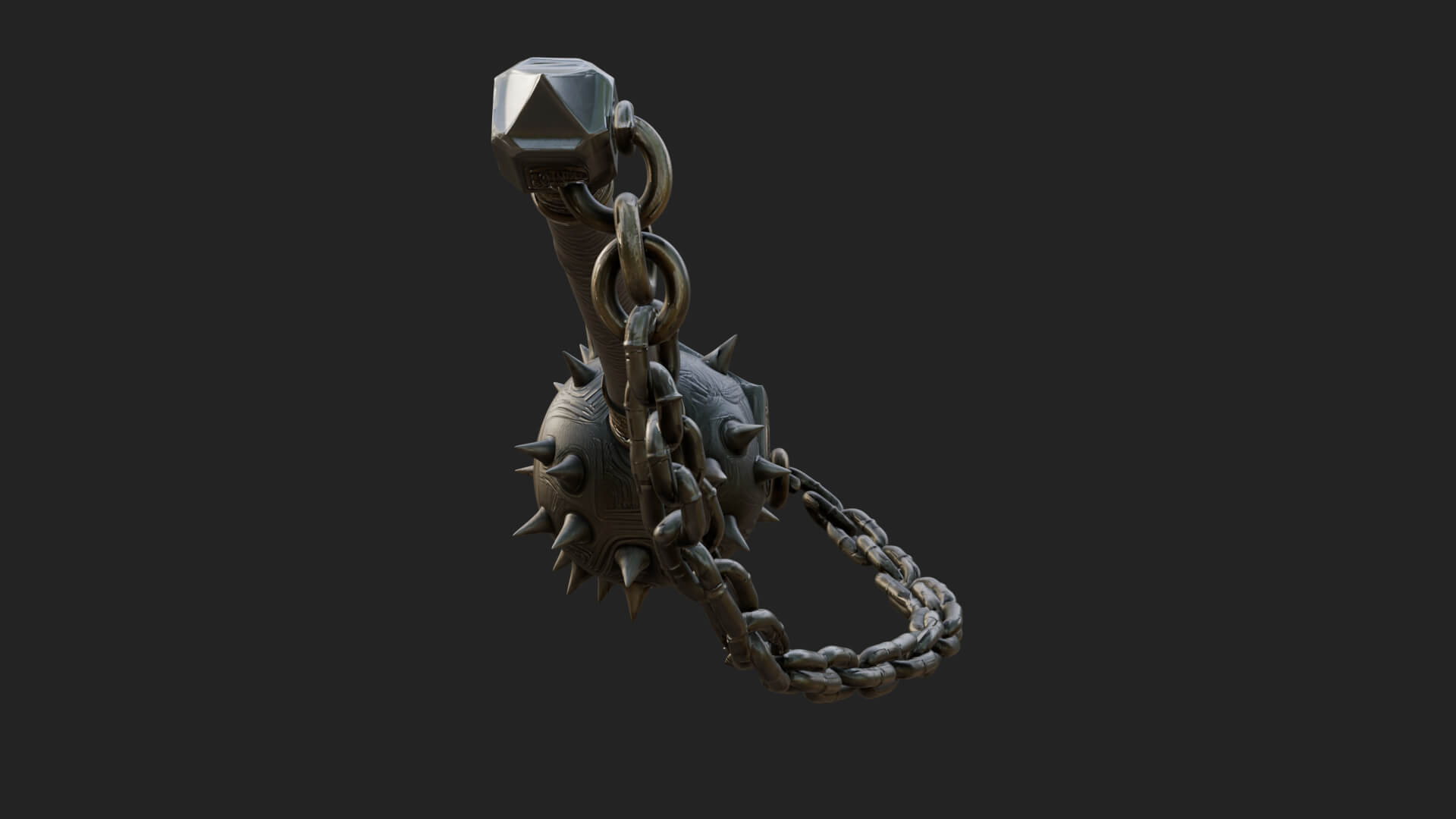 Spiked Ball Chain Flail Model Design 3 3D Print Model 3D Model