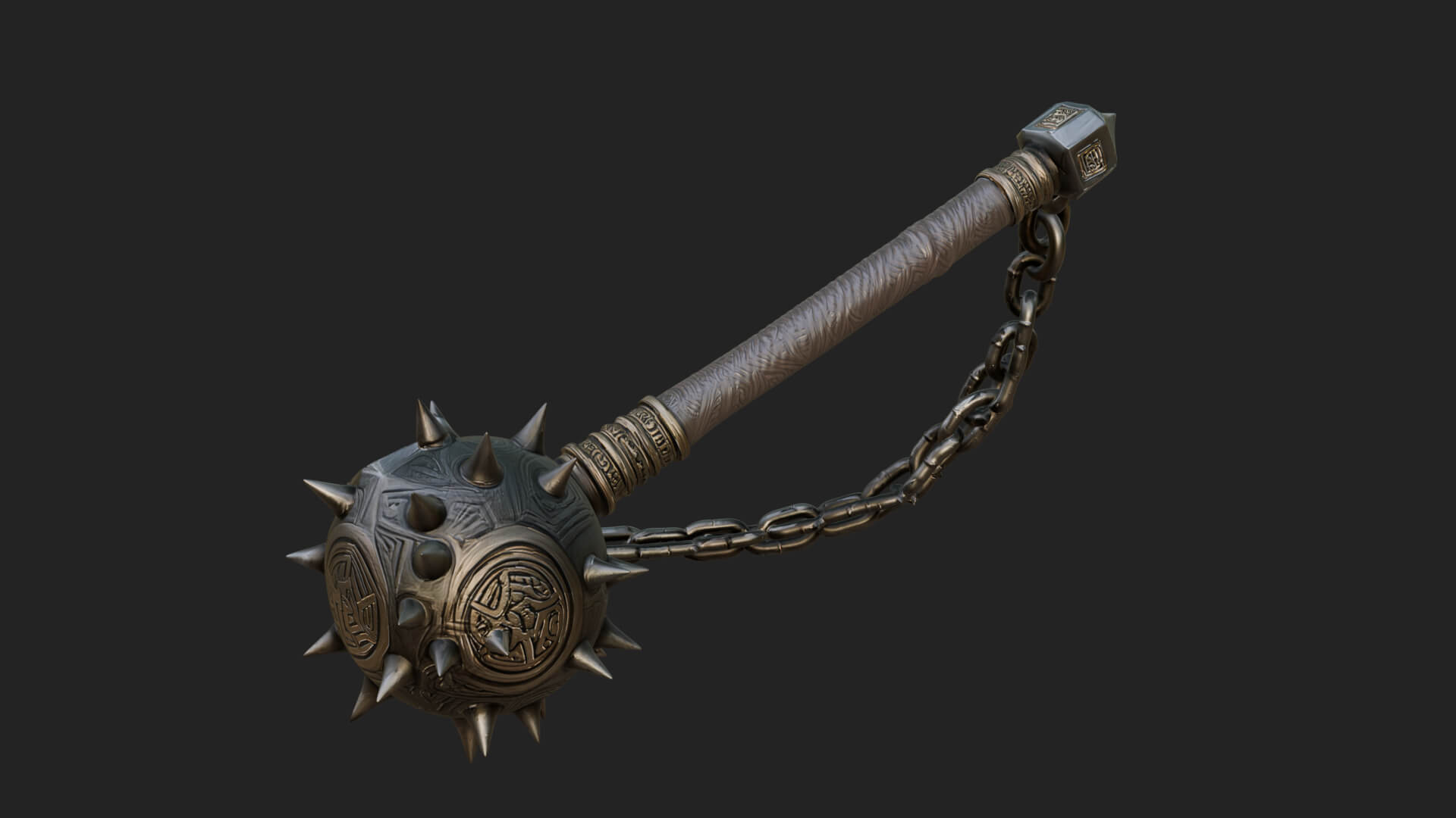 Spiked Ball Chain Flail Model Design 3 3D Print Model 3D Model