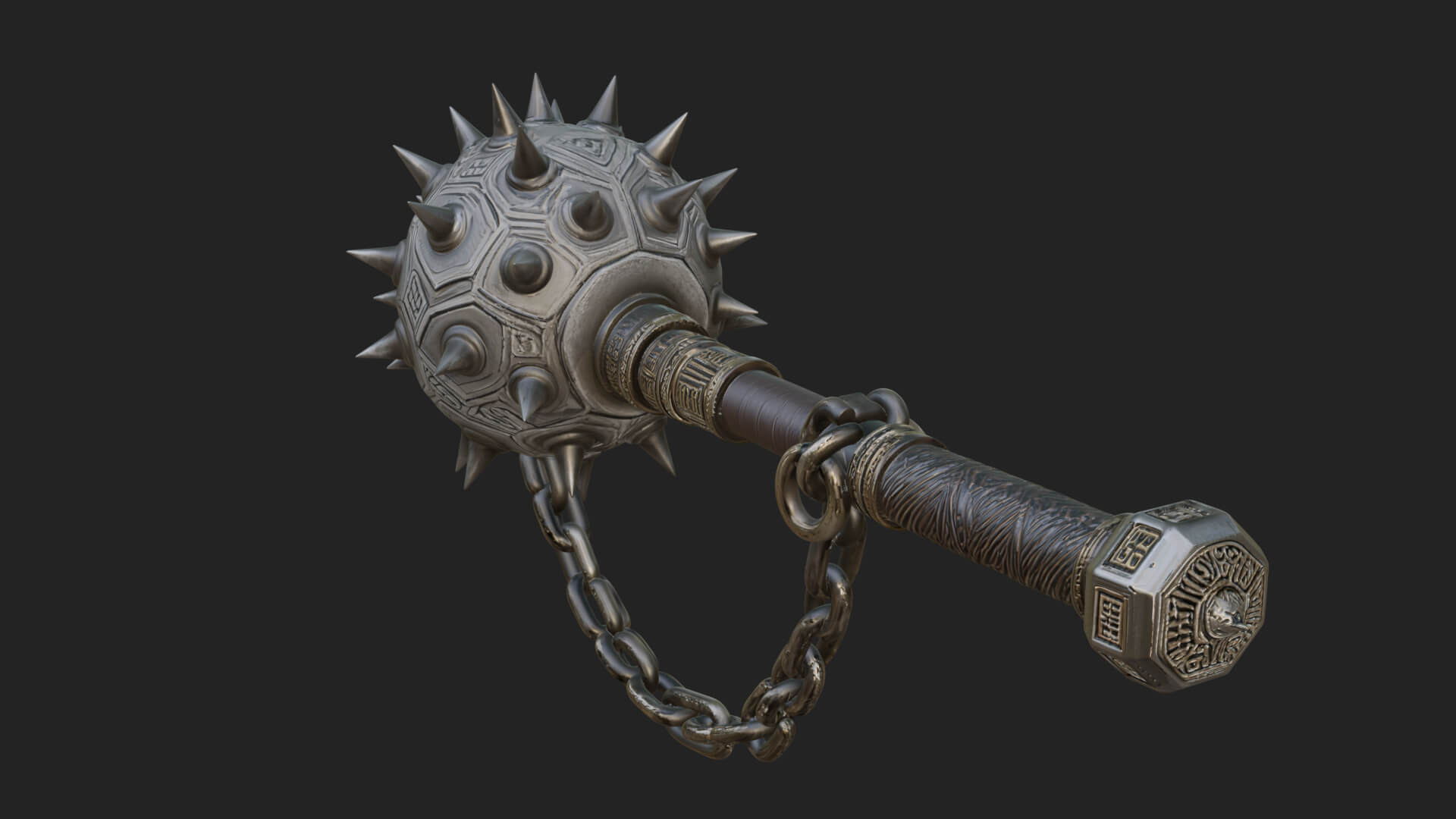 Spiked Ball Chain Flail Model Design 4 3D Print Model 3D Model
