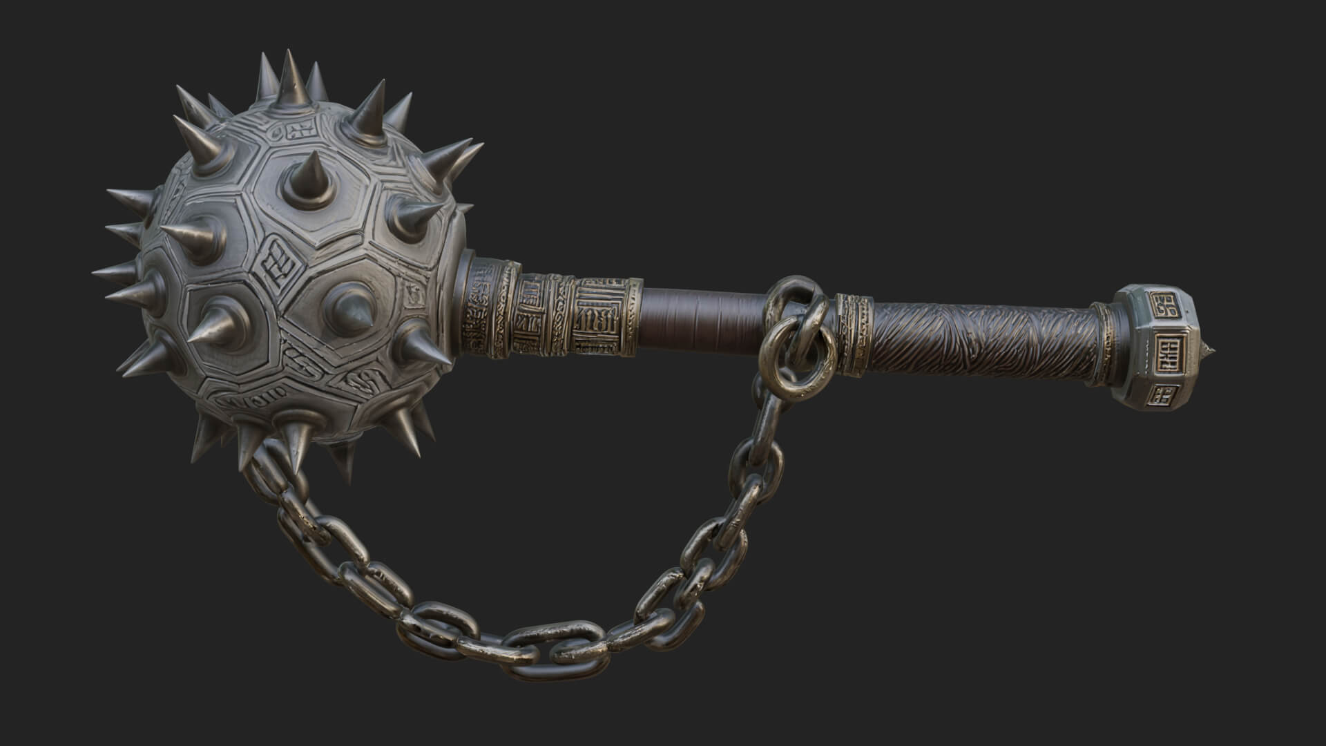 Spiked Ball Chain Flail Model Design 4 3D Print Model 3D Model