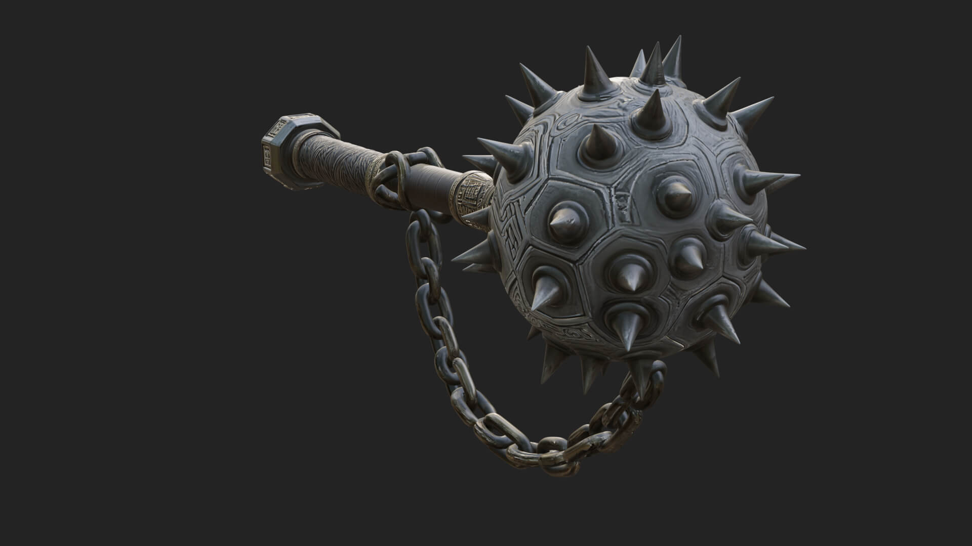Spiked Ball Chain Flail Model Design 4 3D Print Model 3D Model