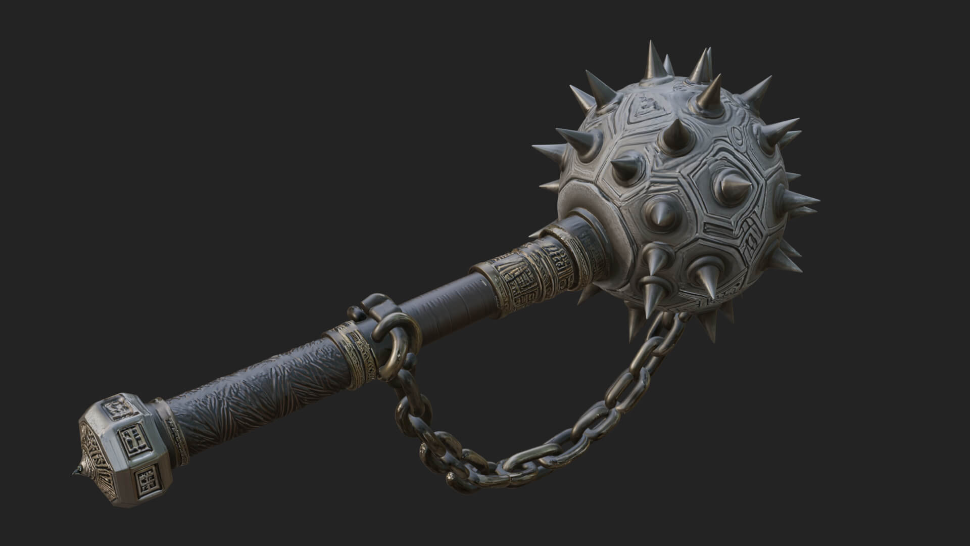 Spiked Ball Chain Flail Model Design 4 3D Print Model 3D Model