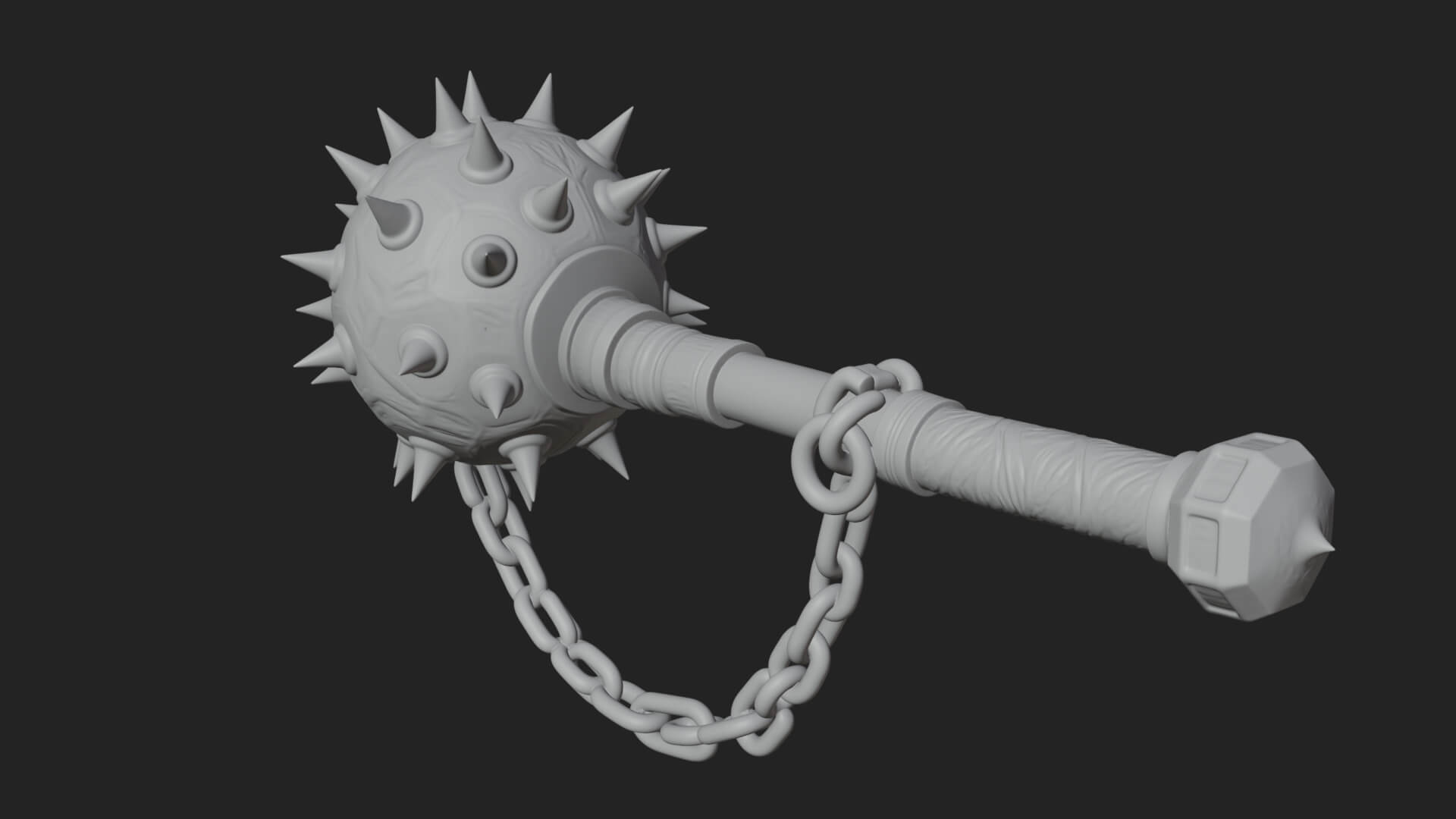 Spiked Ball Chain Flail Model Design 4 3D Print Model 3D Model