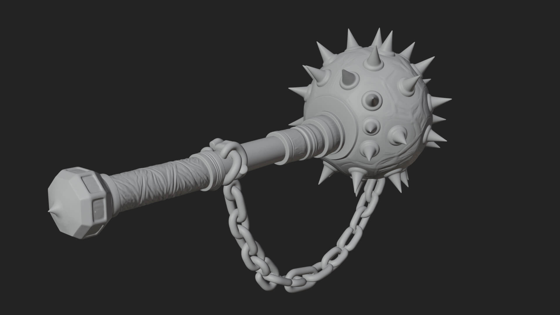 Spiked Ball Chain Flail Model Design 4 3D Print Model 3D Model