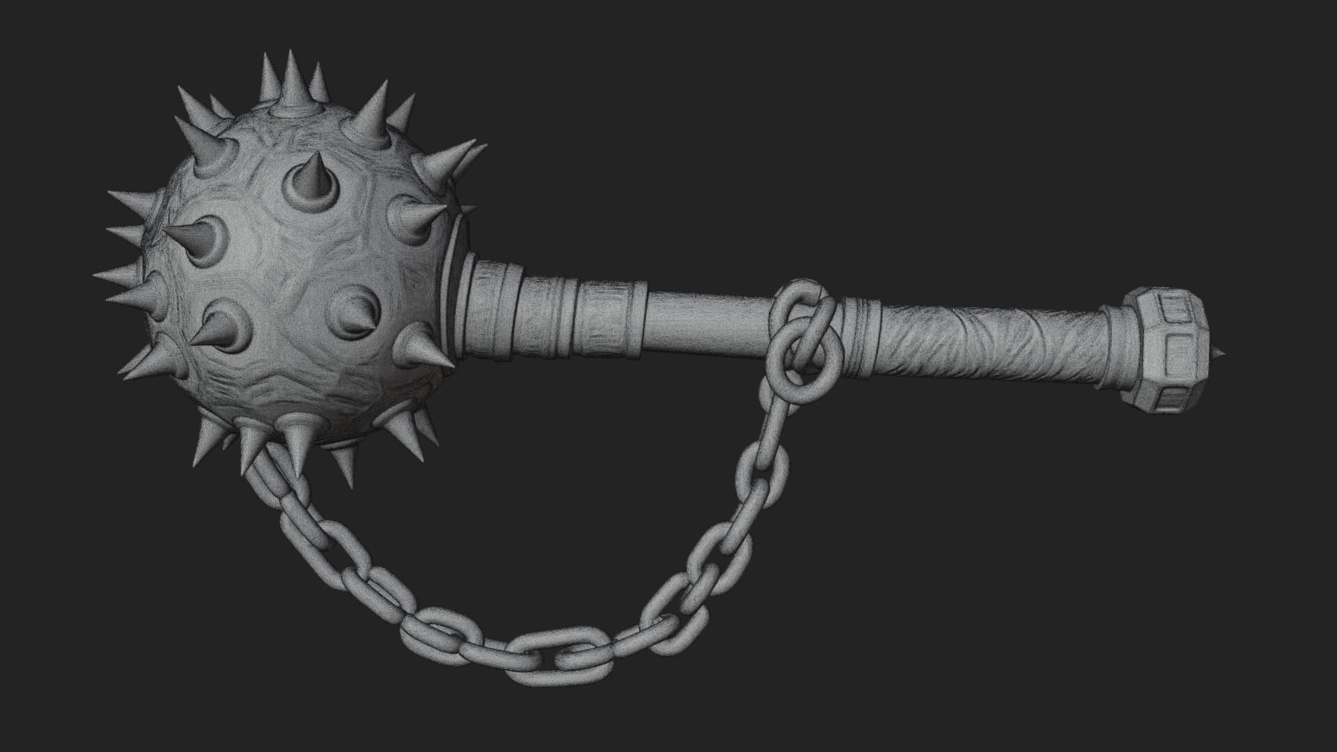 Spiked Ball Chain Flail Model Design 4 3D Print Model 3D Model