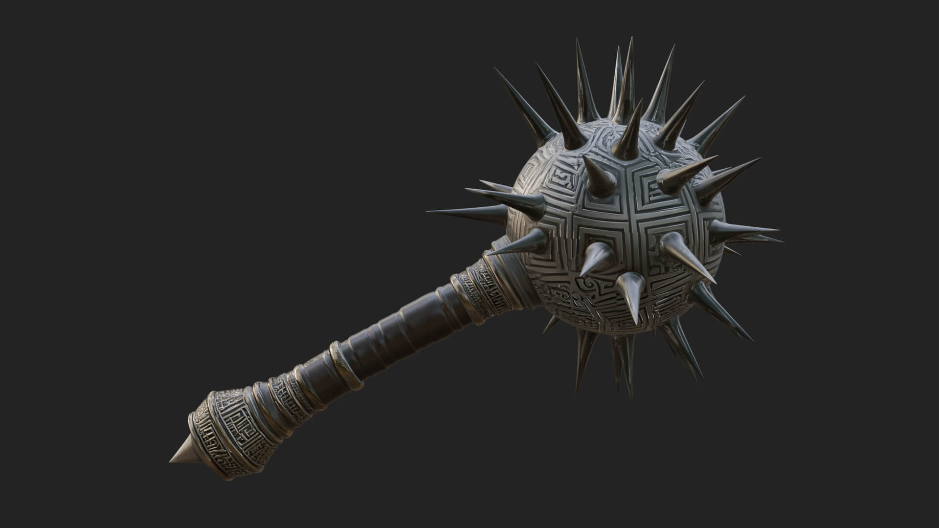 Spiked Ball Chain Flail Model Design 5 3D Print Model 3D Model