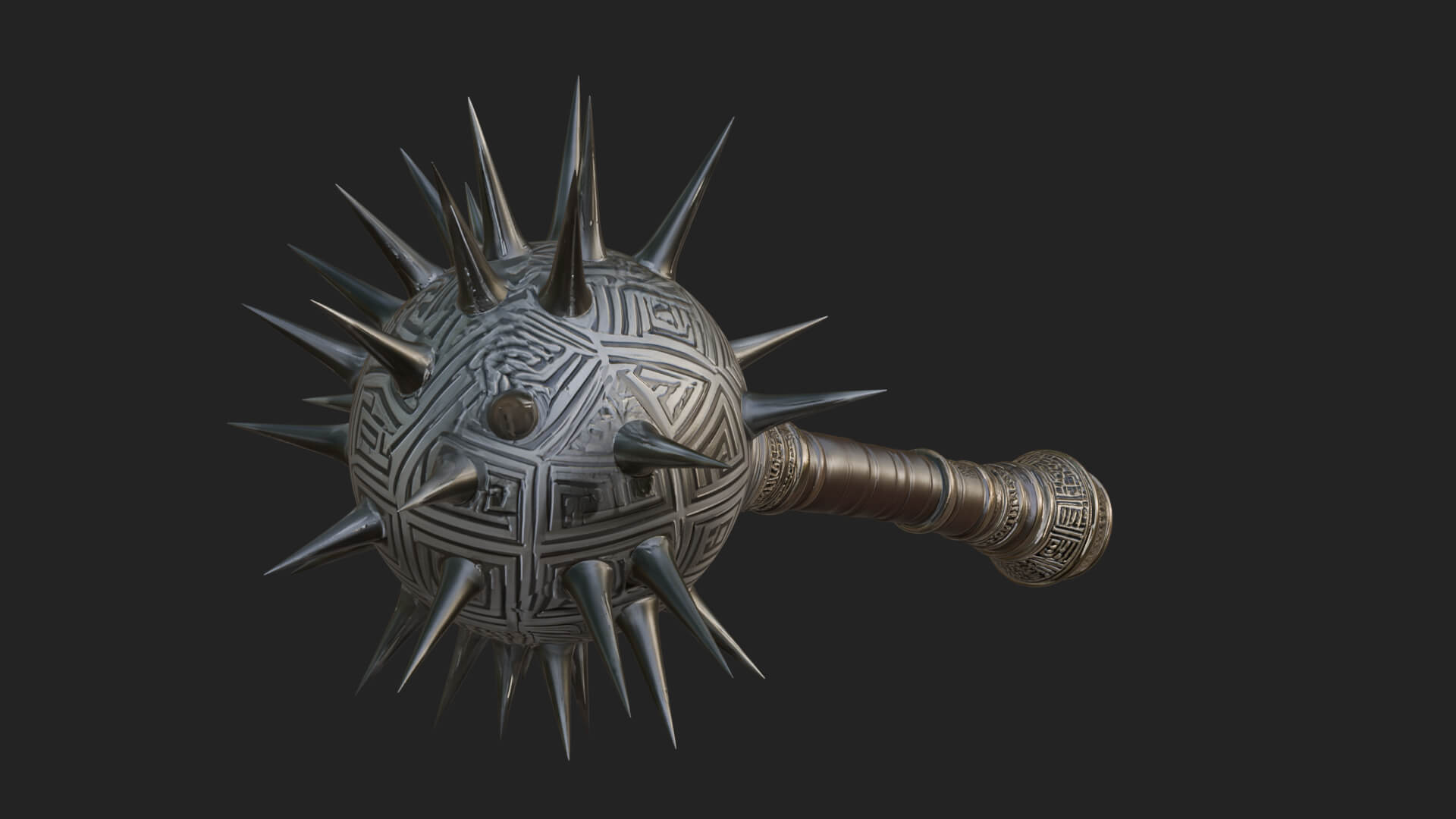 Spiked Ball Chain Flail Model Design 5 3D Print Model 3D Model