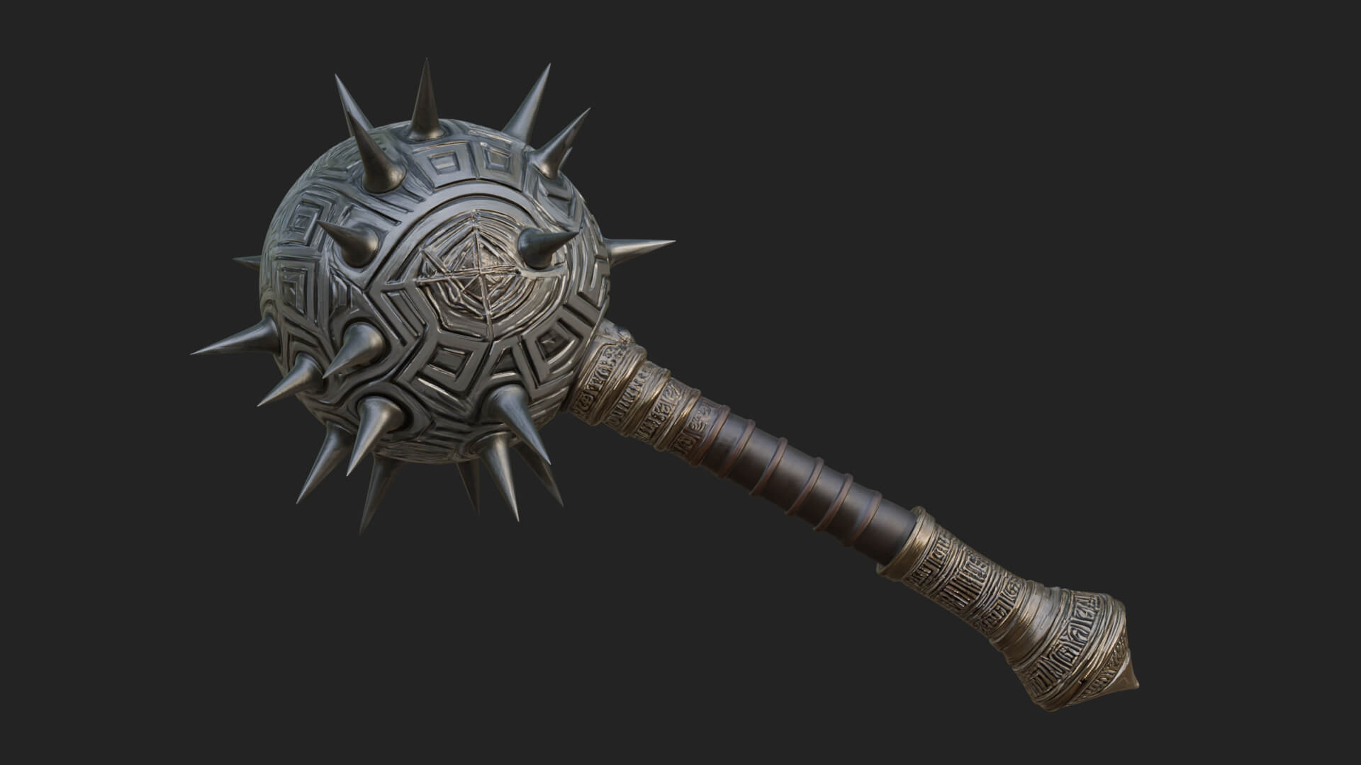 Spiked Ball Chain Flail Model Design 6 3D Print Model 3D Model