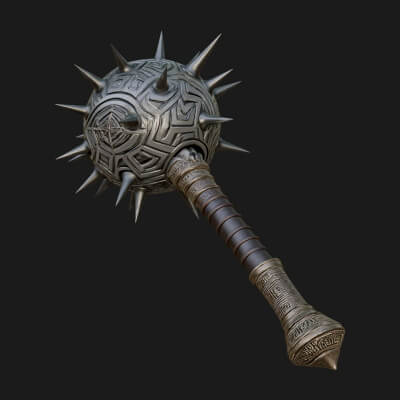 Spiked Ball Chain Flail Model Design 6 3D Print Model