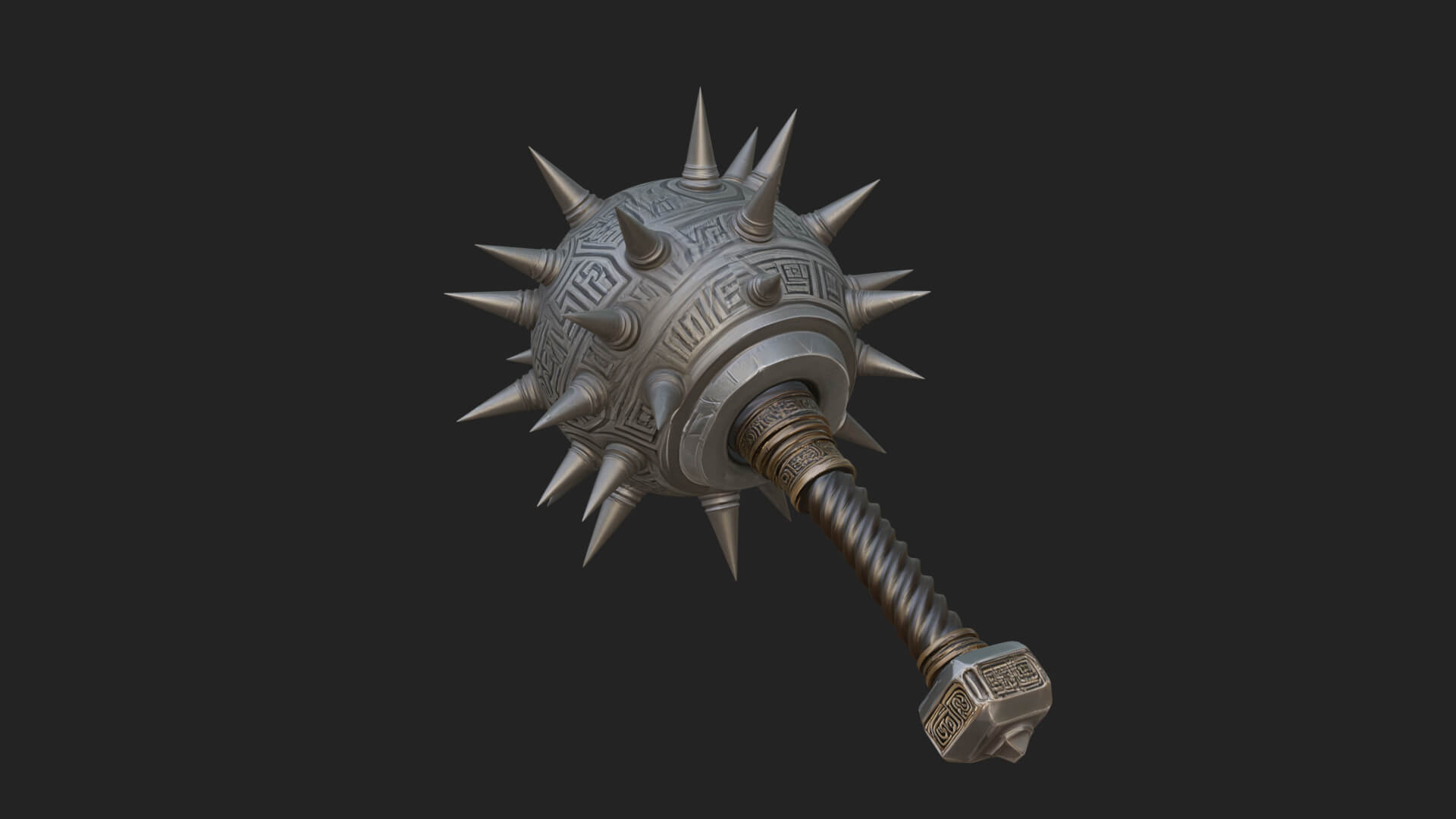 Spiked Ball Chain Flail Model Design 9 3D Print Model 3D Model