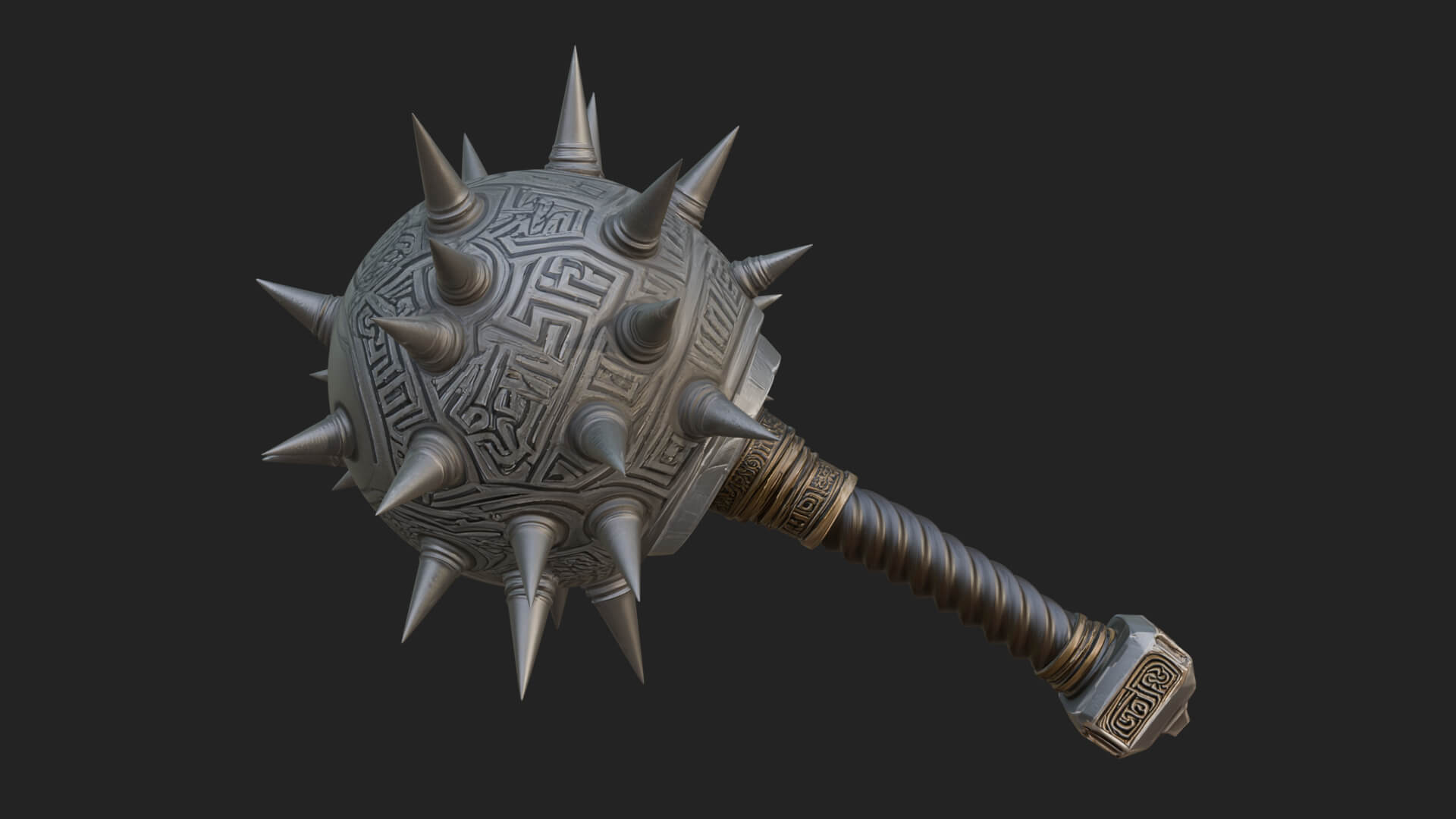 Spiked Ball Chain Flail Model Design 9 3D Print Model 3D Model