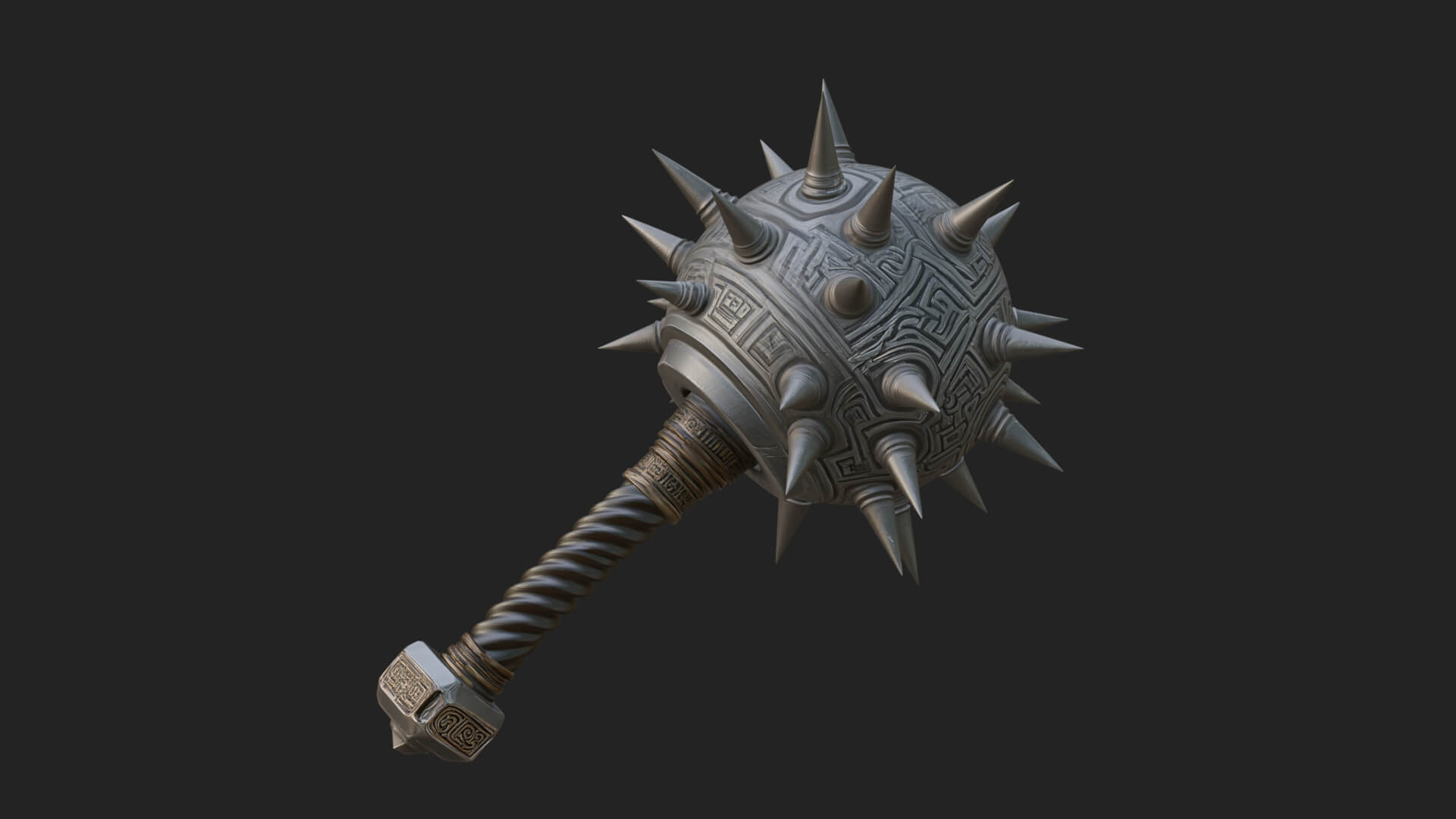 Spiked Ball Chain Flail Model Design 9 3D Print Model 3D Model