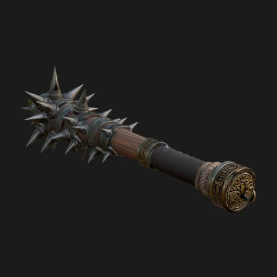Spiked War Club Model Design 3 3D Print Model