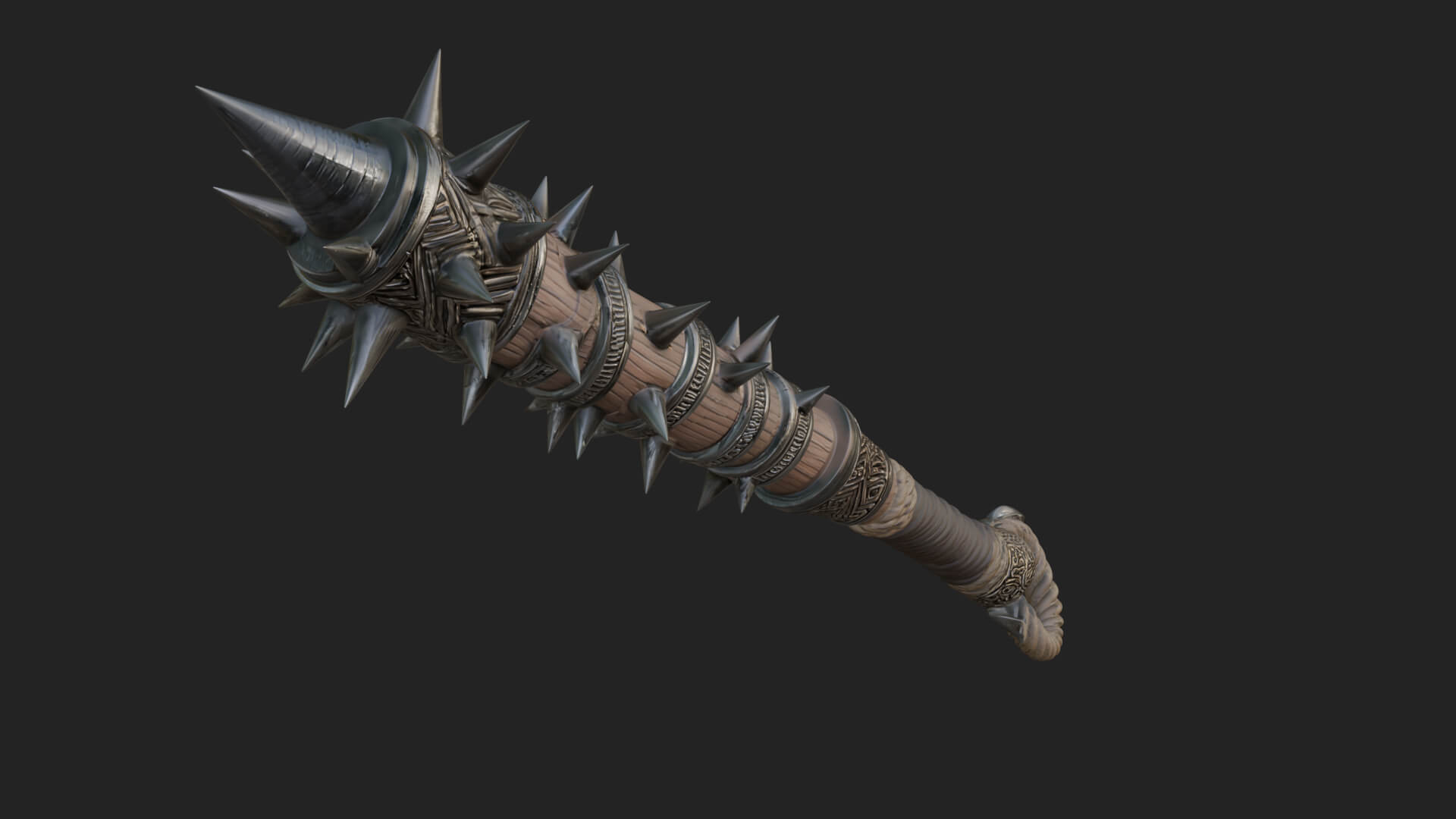 Spiked War Club Model Design 4 3D Print Model 3D Model