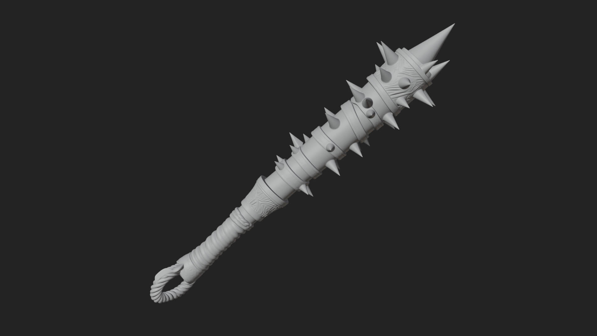 Spiked War Club Model Design 4 3D Print Model 3D Model