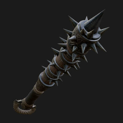 Spiked War Club Model Design 4 3D Print Model
