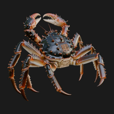 Spiny Crab Statue Design 2 3D Print Model