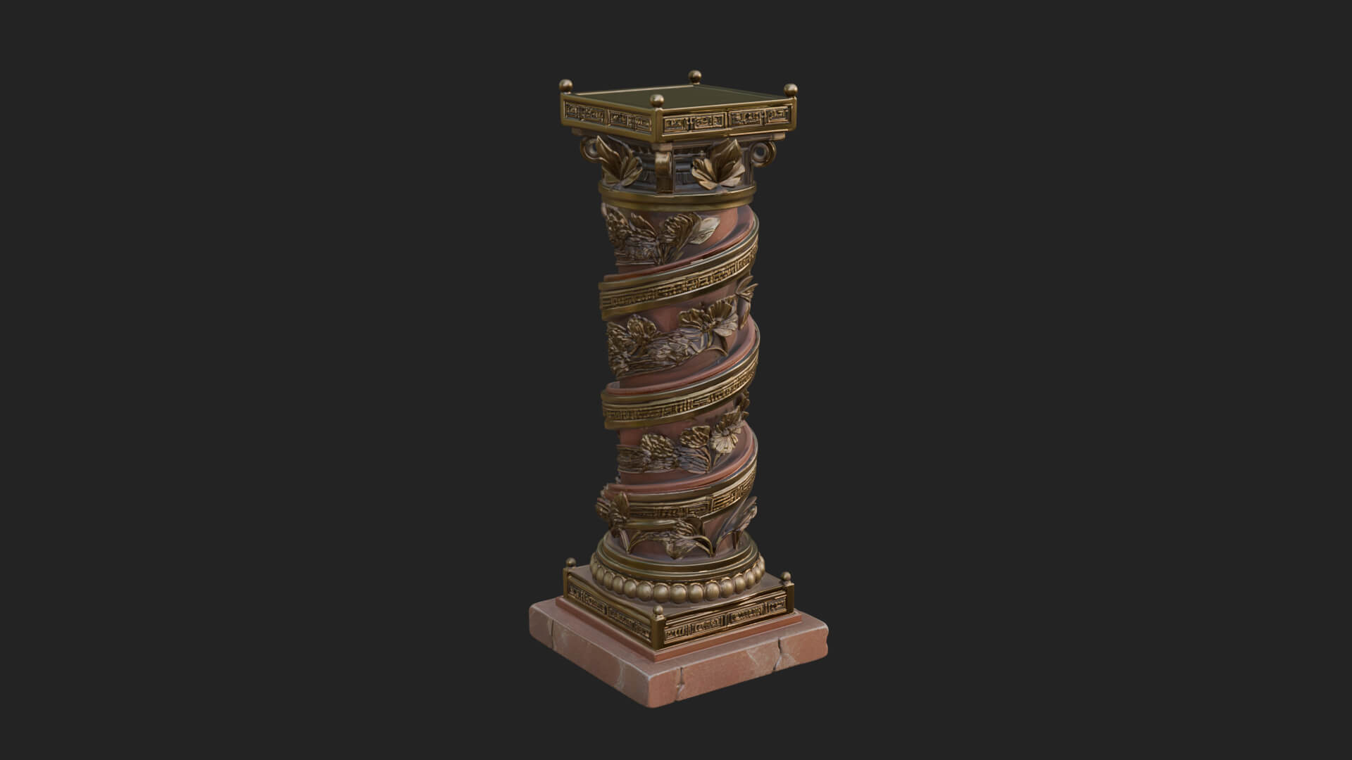 Spiral Carved Stone Column Design 1 3D Print Model 3D Model