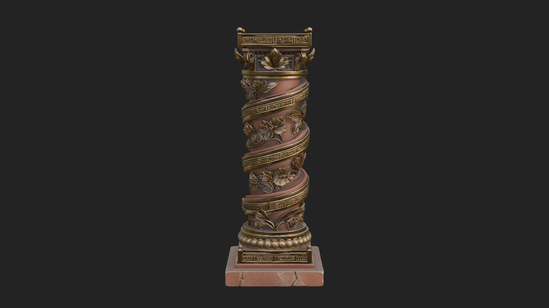 Spiral Carved Stone Column Design 1 3D Print Model 3D Model