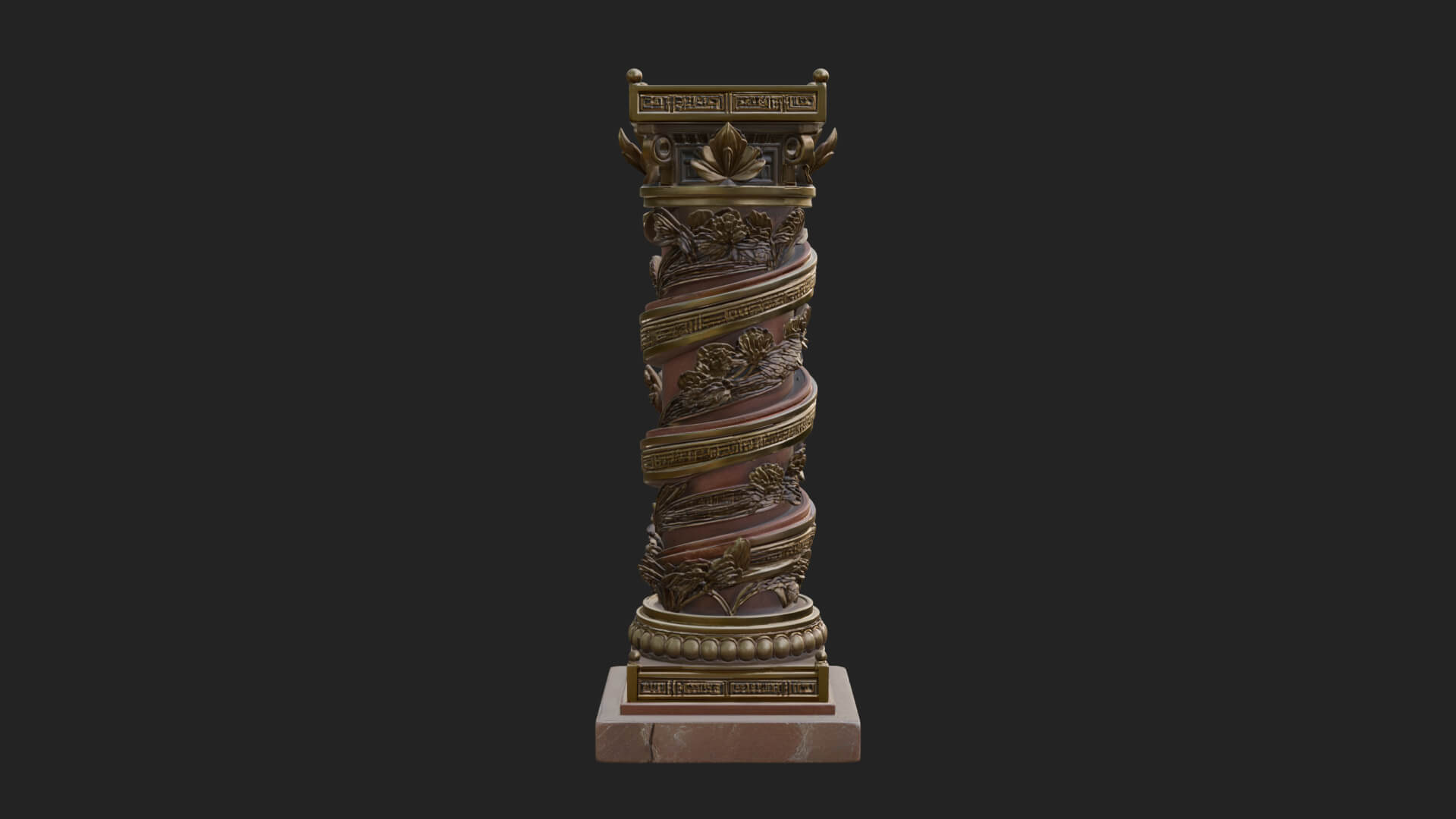 Spiral Carved Stone Column Design 1 3D Print Model 3D Model