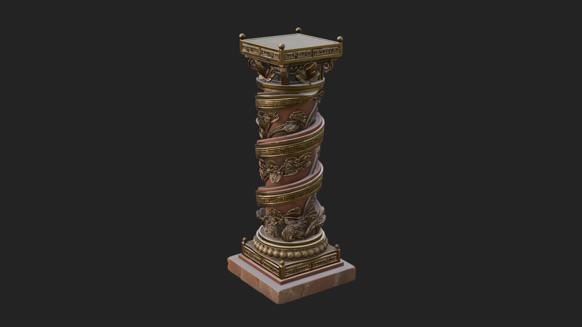 Spiral Carved Stone Column Design 1 3D Print Model 3D Model