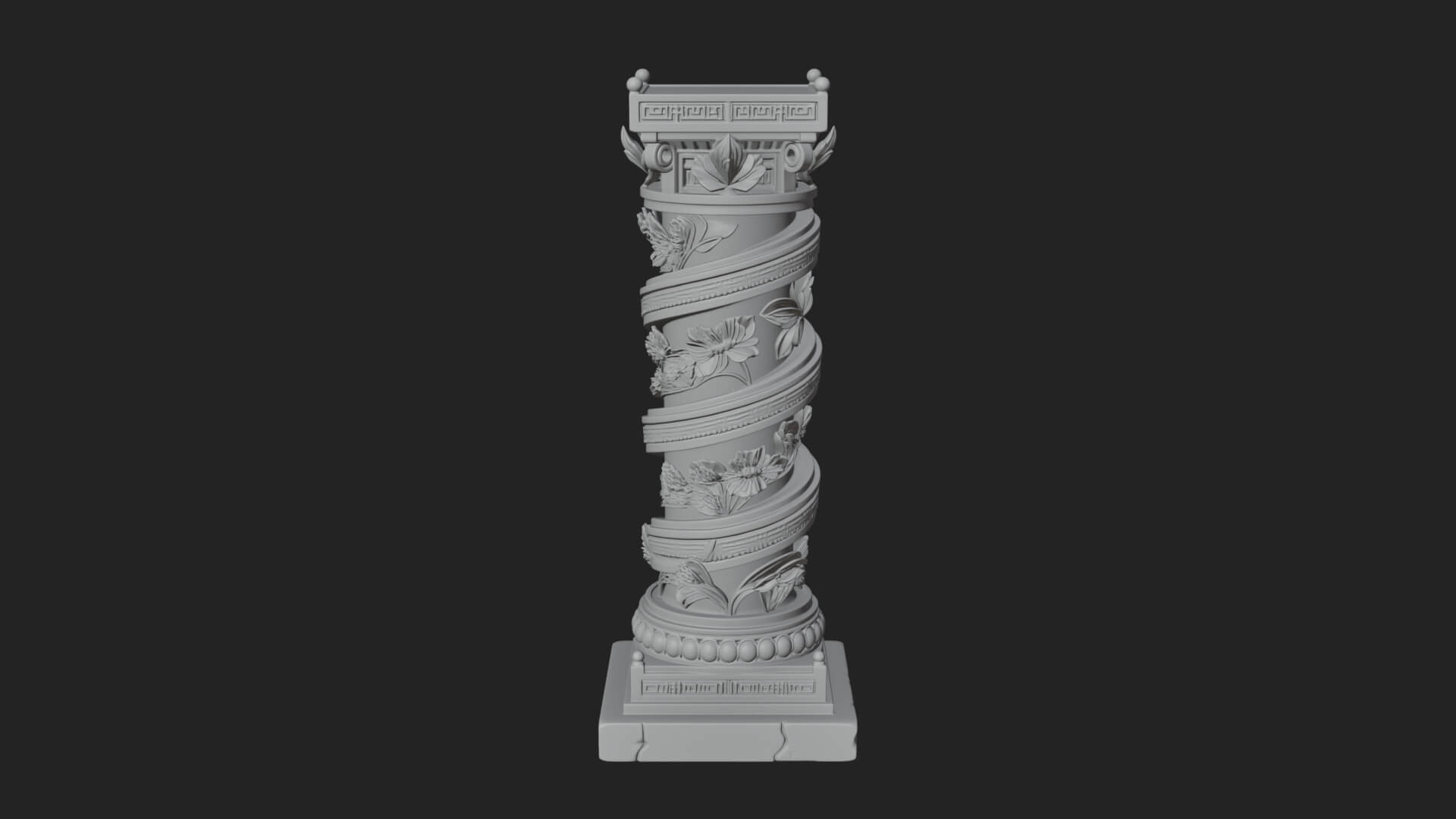Spiral Carved Stone Column Design 1 3D Print Model 3D Model