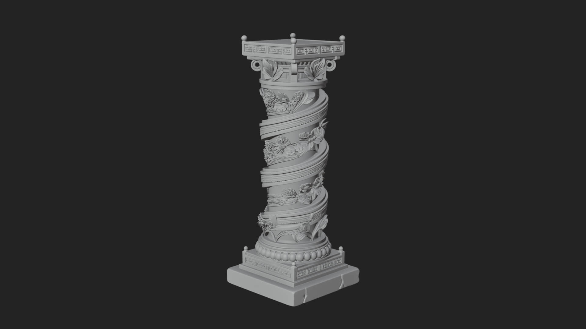 Spiral Carved Stone Column Design 1 3D Print Model 3D Model