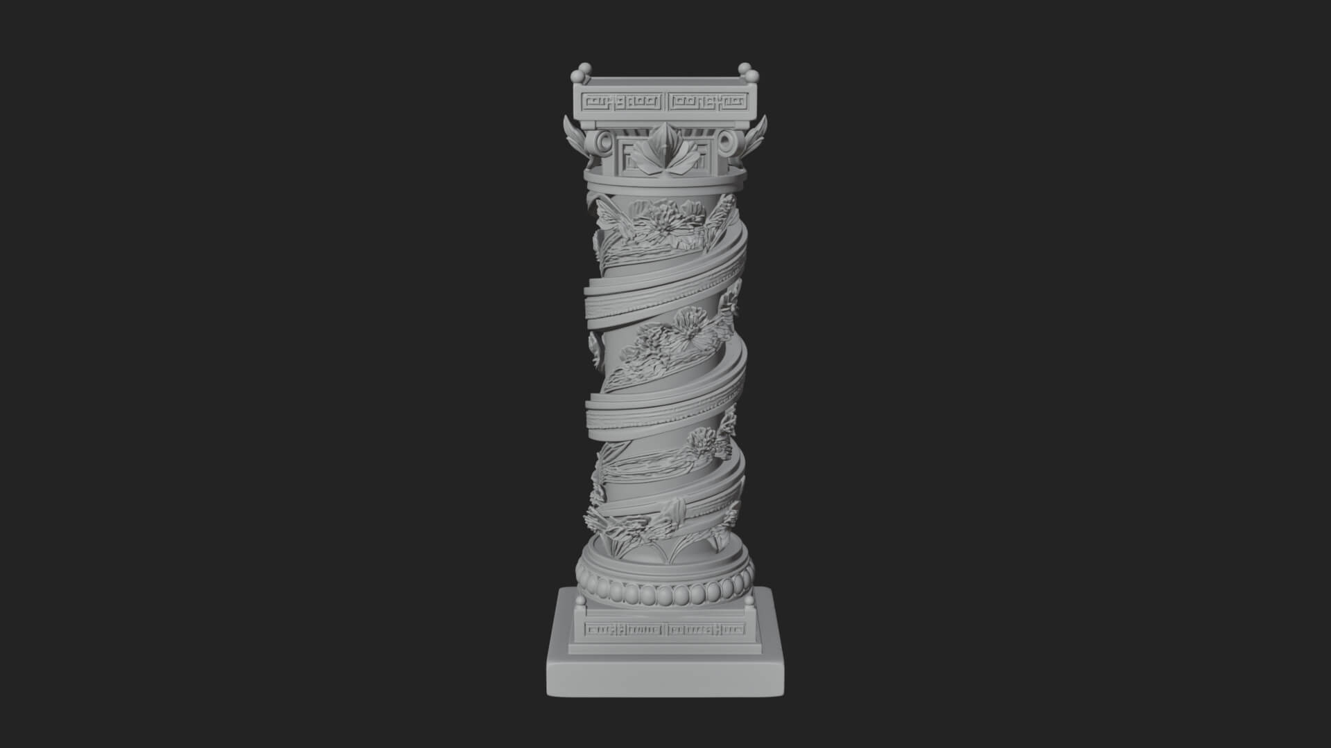 Spiral Carved Stone Column Design 1 3D Print Model 3D Model