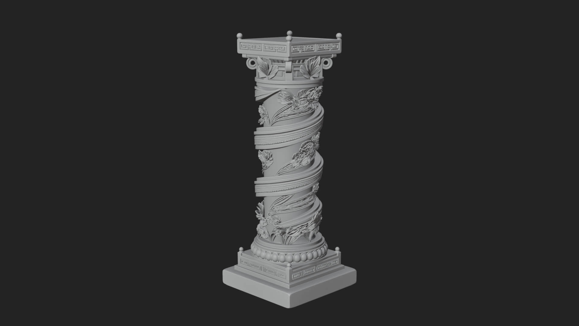 Spiral Carved Stone Column Design 1 3D Print Model 3D Model