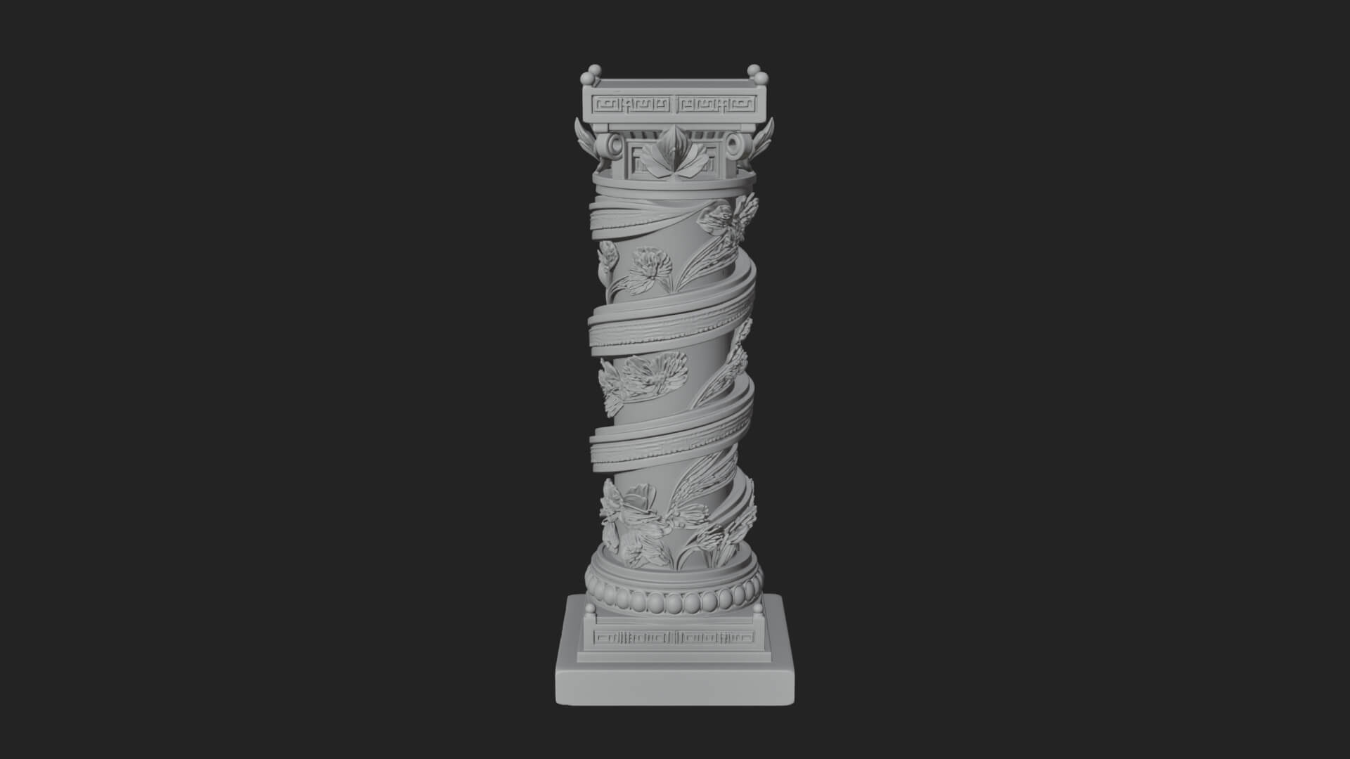 Spiral Carved Stone Column Design 1 3D Print Model 3D Model