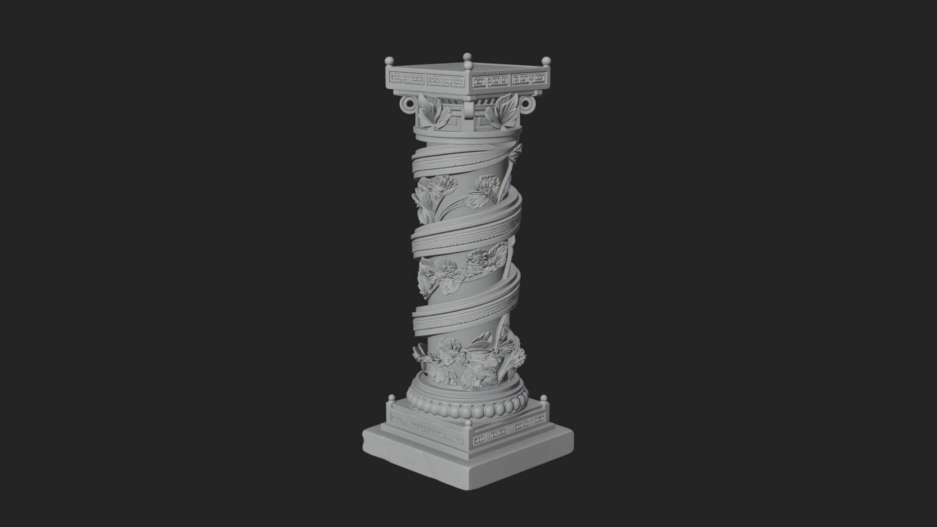Spiral Carved Stone Column Design 1 3D Print Model 3D Model