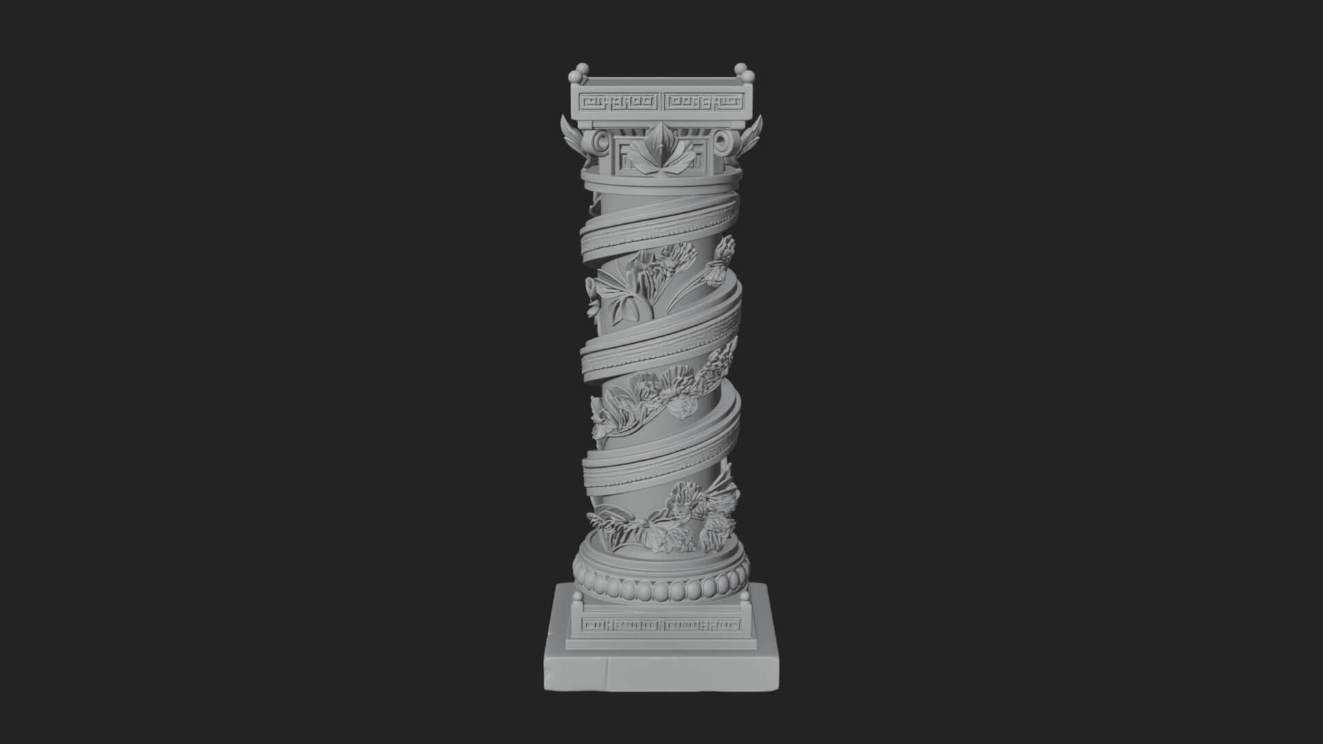 Spiral Carved Stone Column Design 1 3D Print Model 3D Model