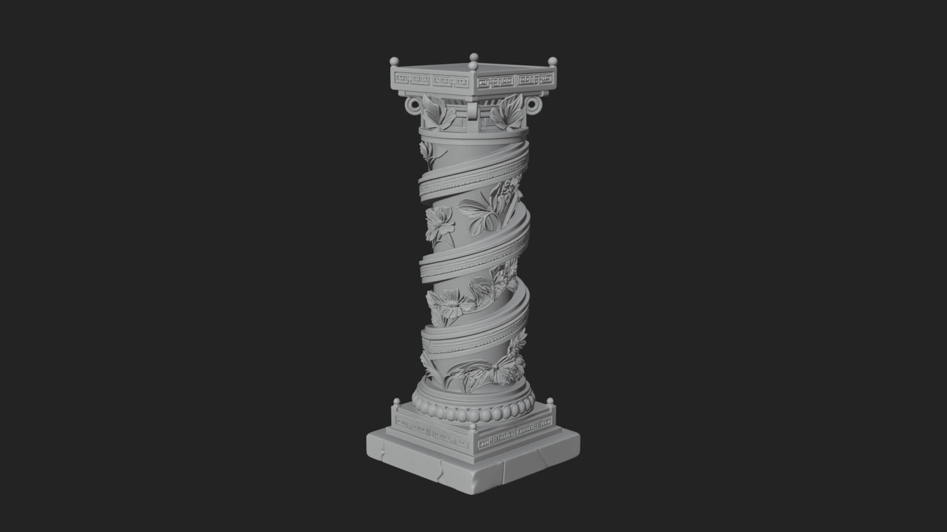 Spiral Carved Stone Column Design 1 3D Print Model 3D Model