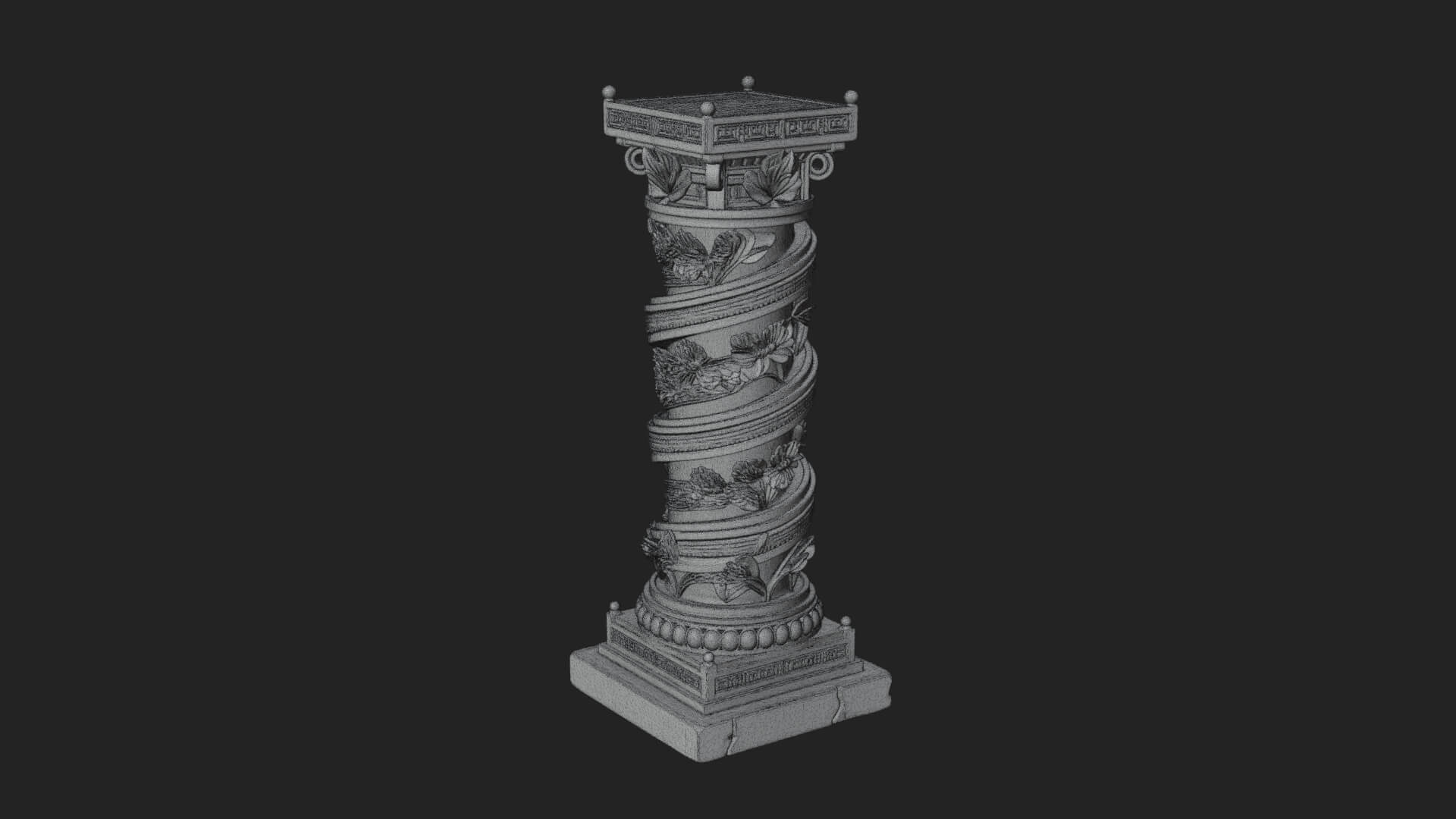 Spiral Carved Stone Column Design 1 3D Print Model 3D Model