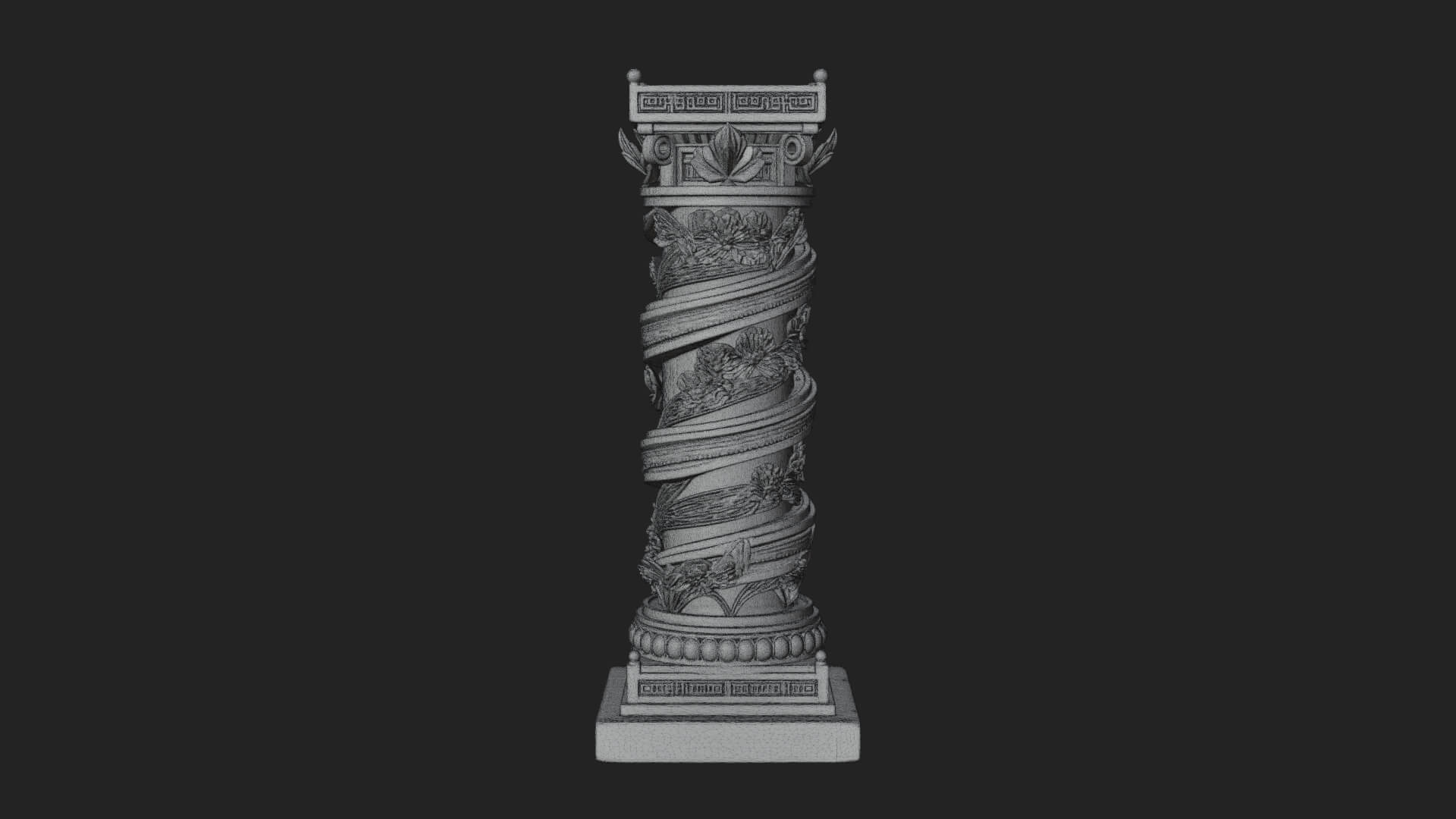 Spiral Carved Stone Column Design 1 3D Print Model 3D Model