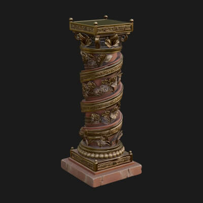 Spiral Carved Stone Column Design 1 3D Print Model