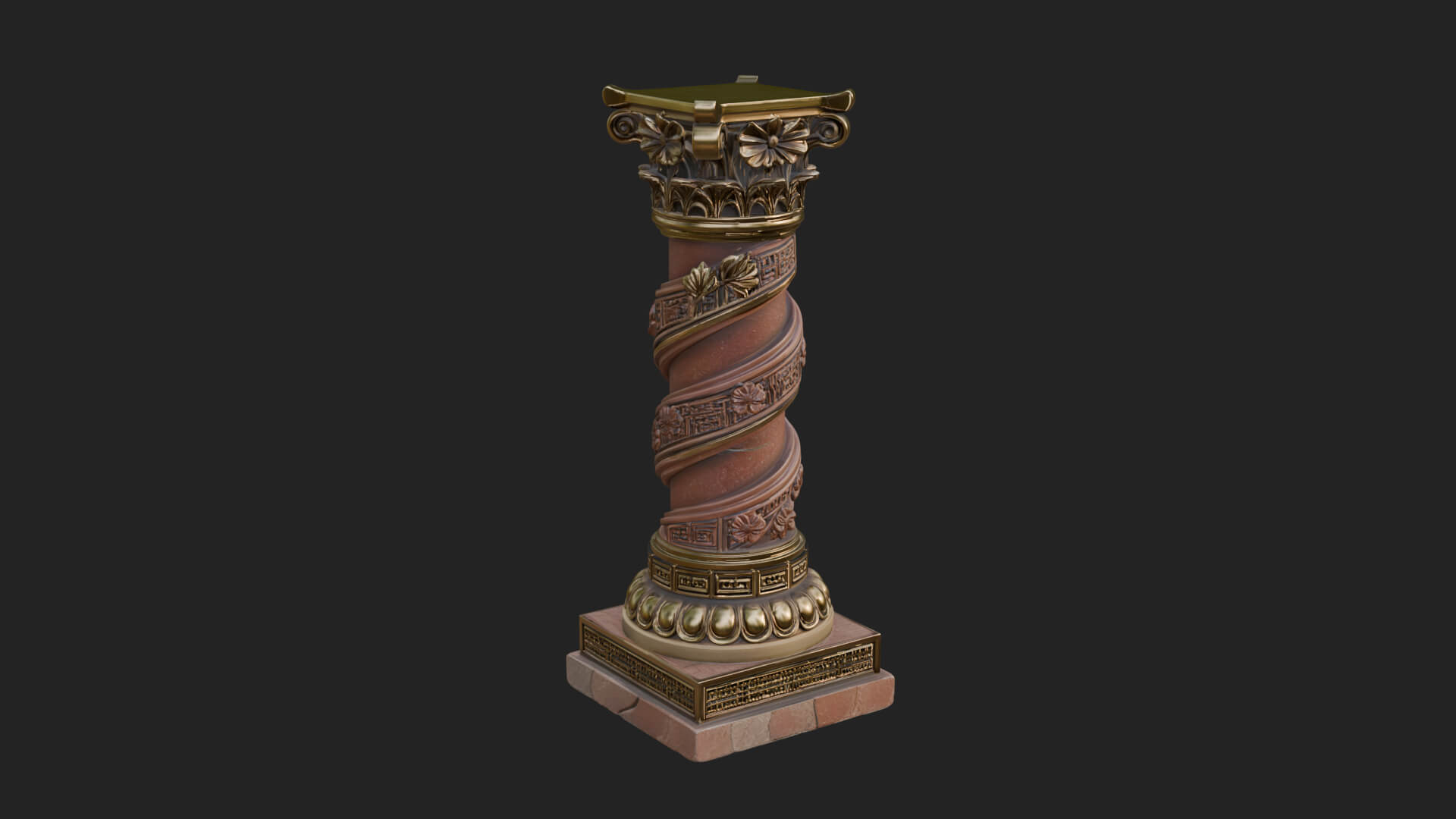 Spiral Carved Stone Column Design 2 3D Print Model 3D Model
