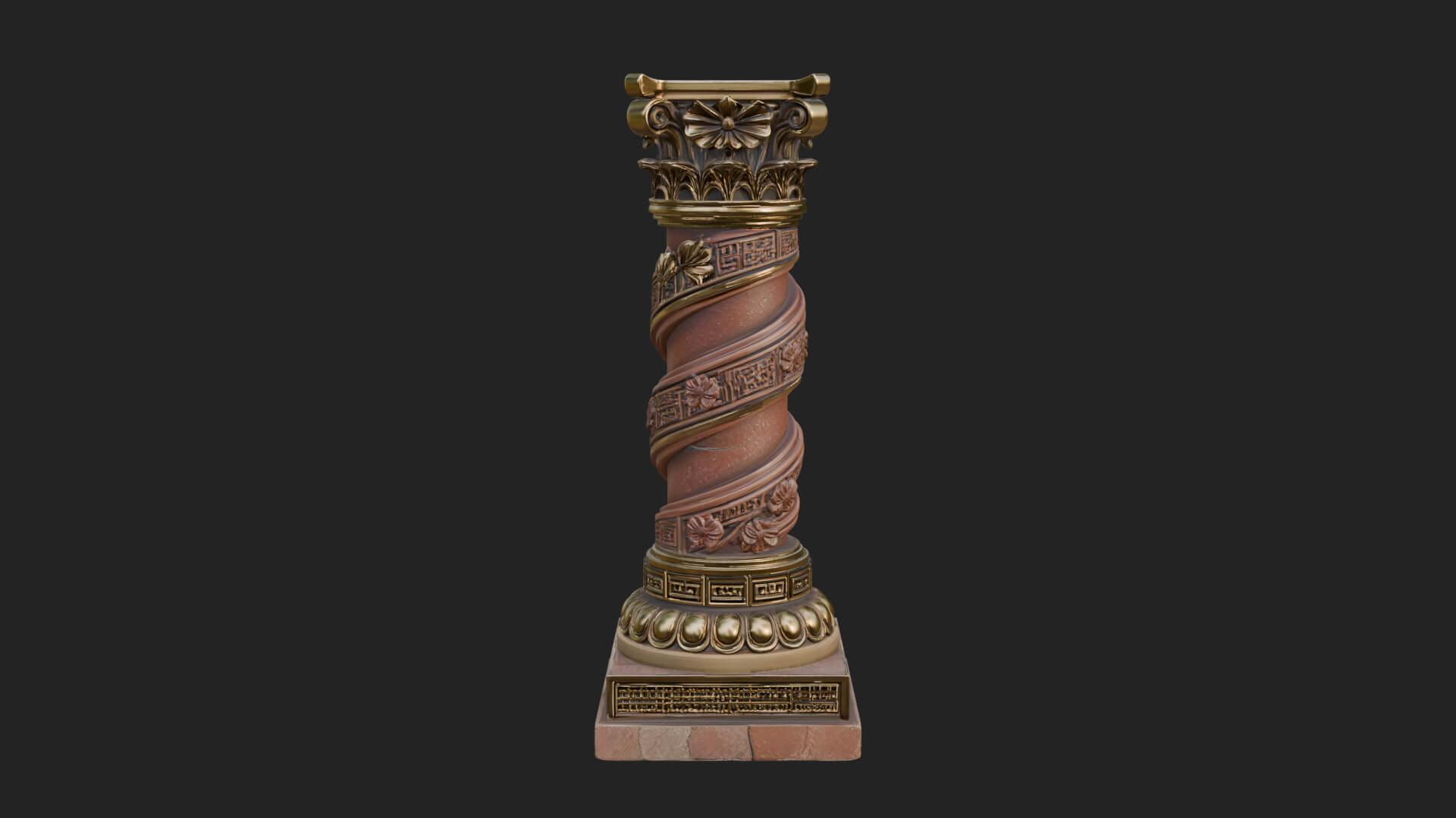 Spiral Carved Stone Column Design 2 3D Print Model 3D Model
